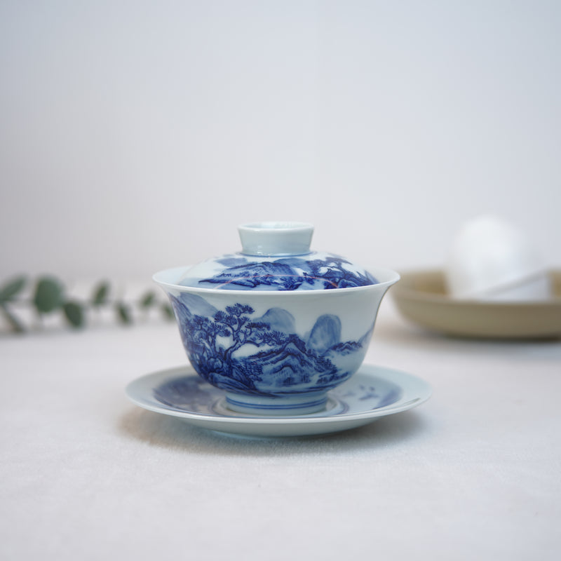 [Mountains and Waters] Jingdezhen hand-painted blue and white bowl