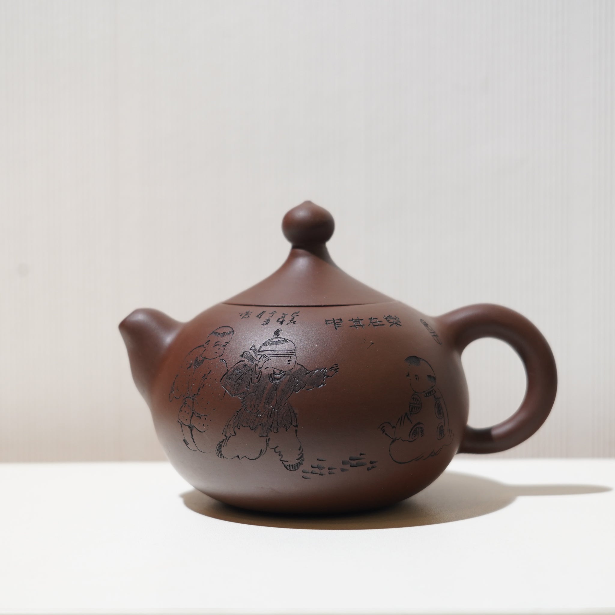 【頂珠】紫泥刻畫紫砂茶壺