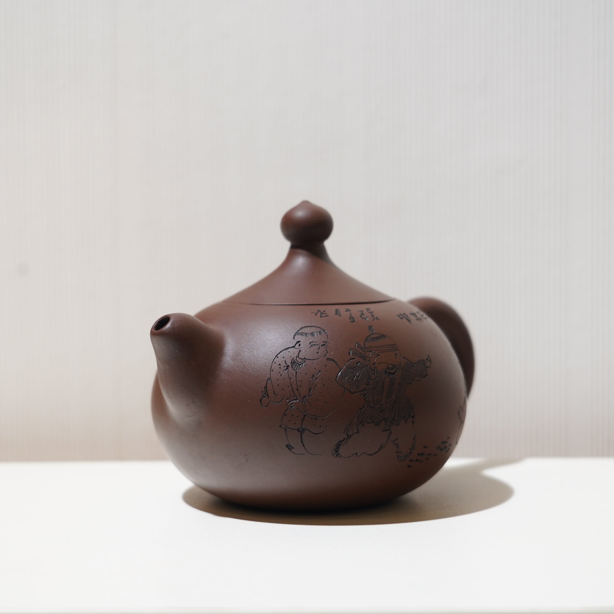 【頂珠】紫泥刻畫紫砂茶壺