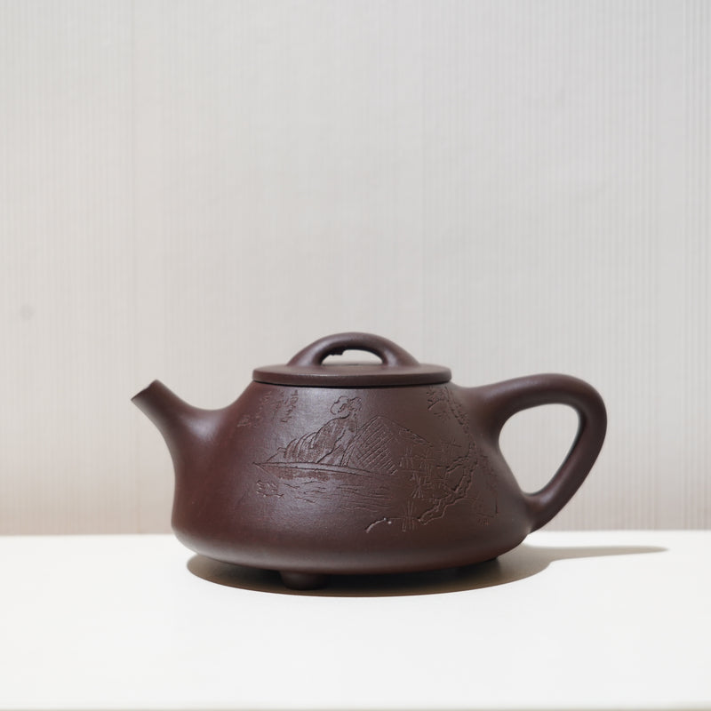 （已售出）【石瓢】原礦紫泥刻畫紫砂茶壺
