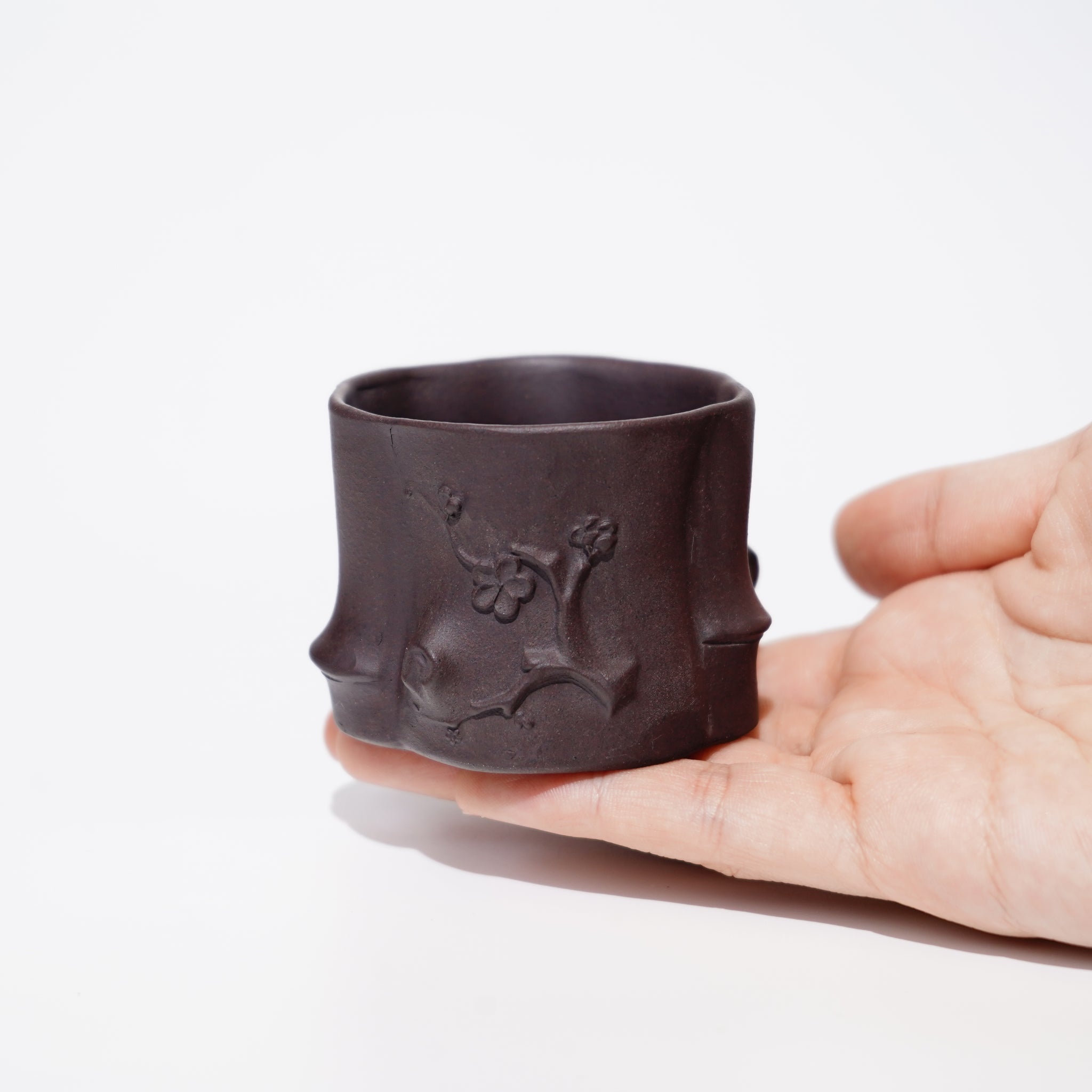 【梅樁】紫泥貼花紫砂杯（可自組對杯）