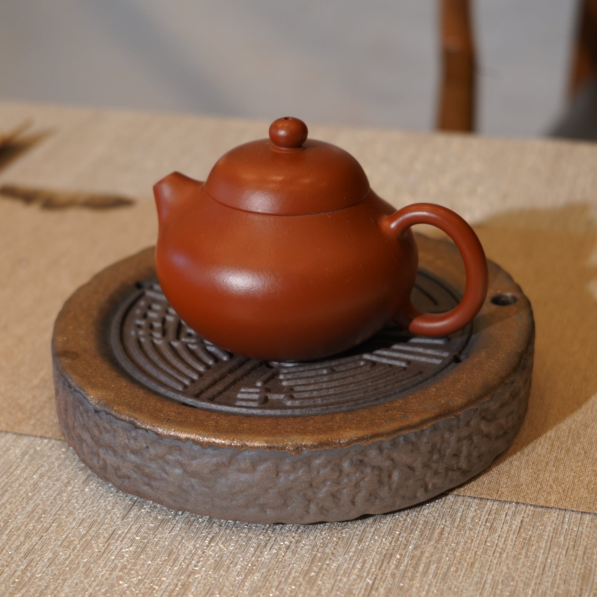 *新品*【銅錢】金屬鎏金古銅釉窯變陶器壺承