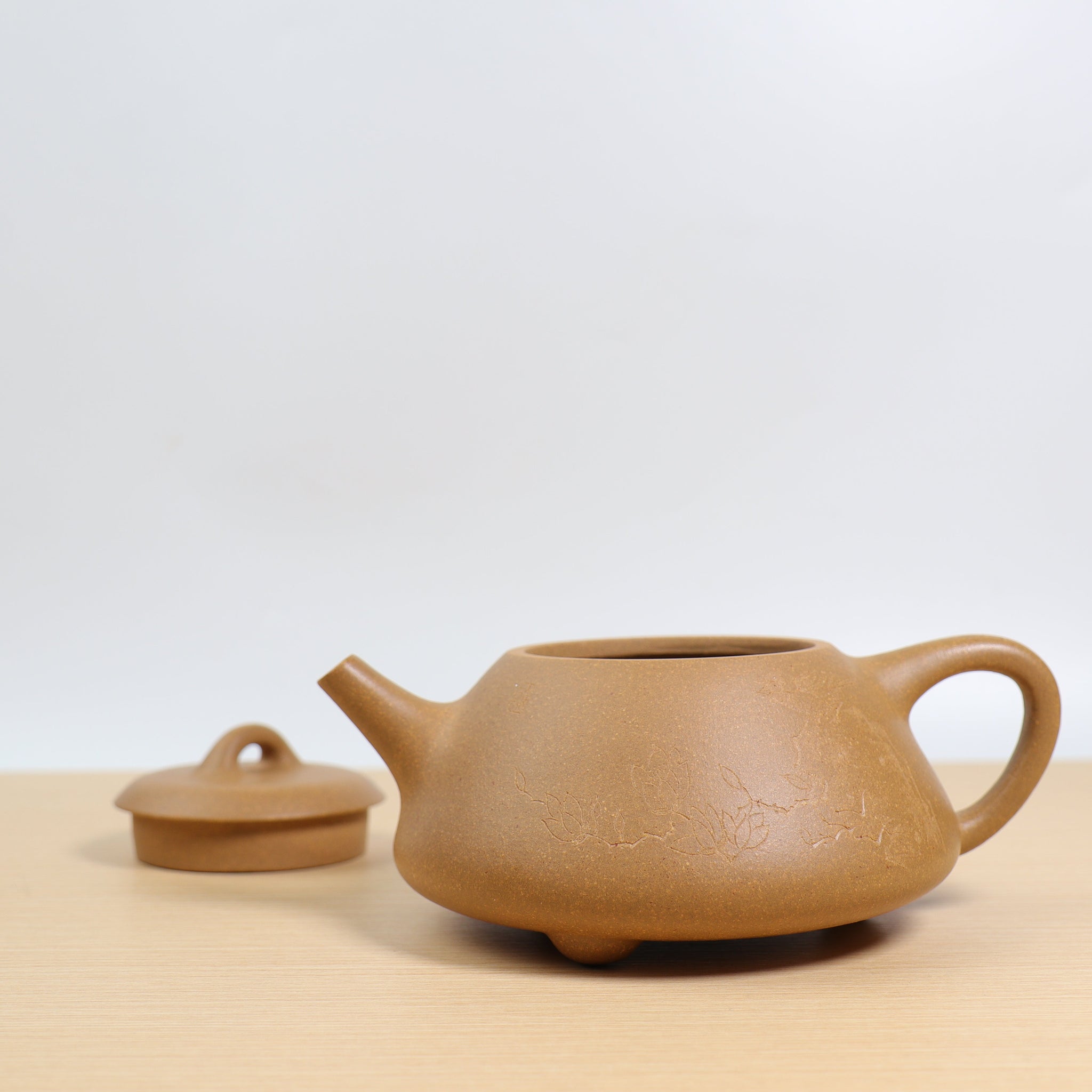 *Autumn reward｜Buy one get three free* [Stone Ladle] Purple clay teapot carved with raw ore mud