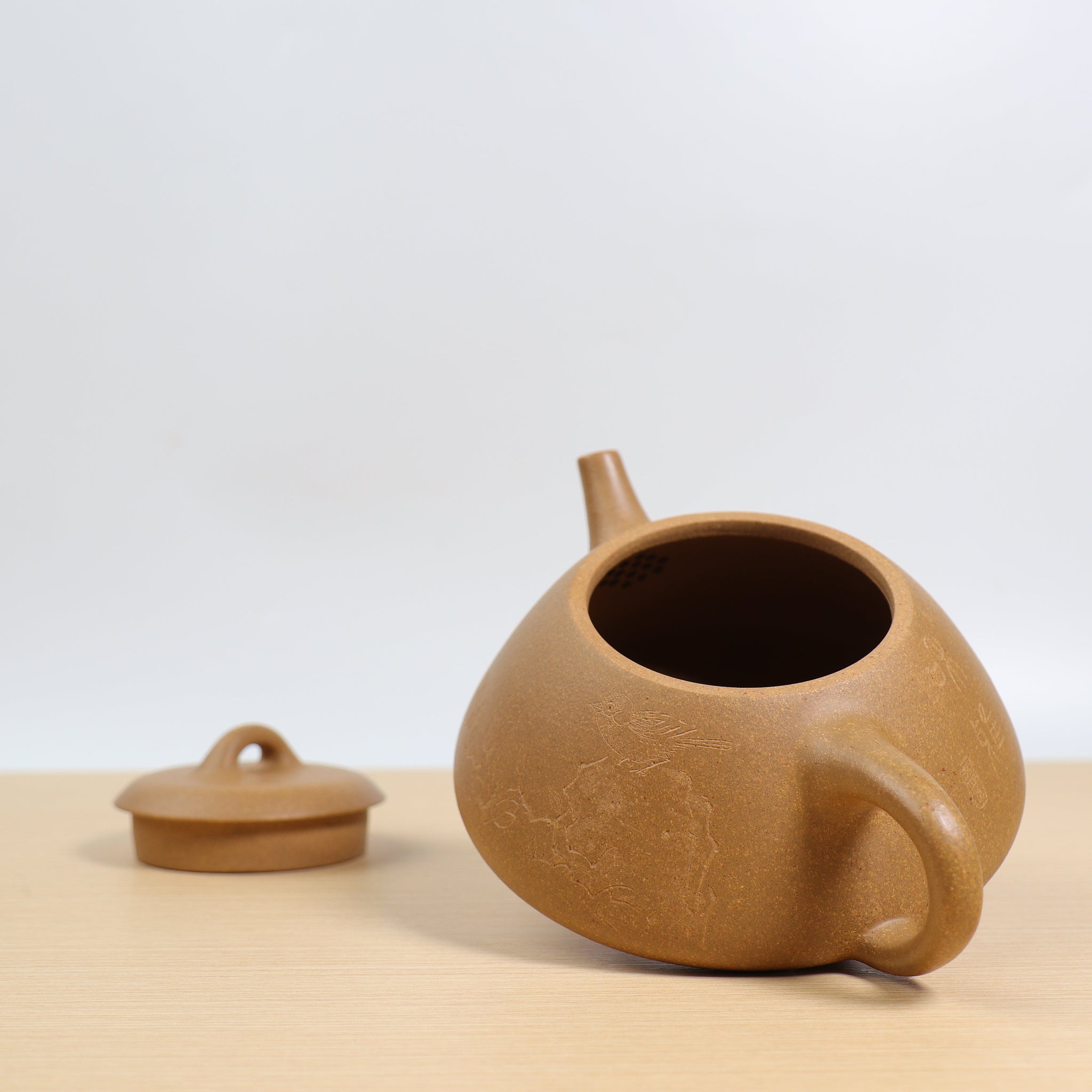 *Autumn reward｜Buy one get three free* [Stone Ladle] Purple clay teapot carved with raw ore mud