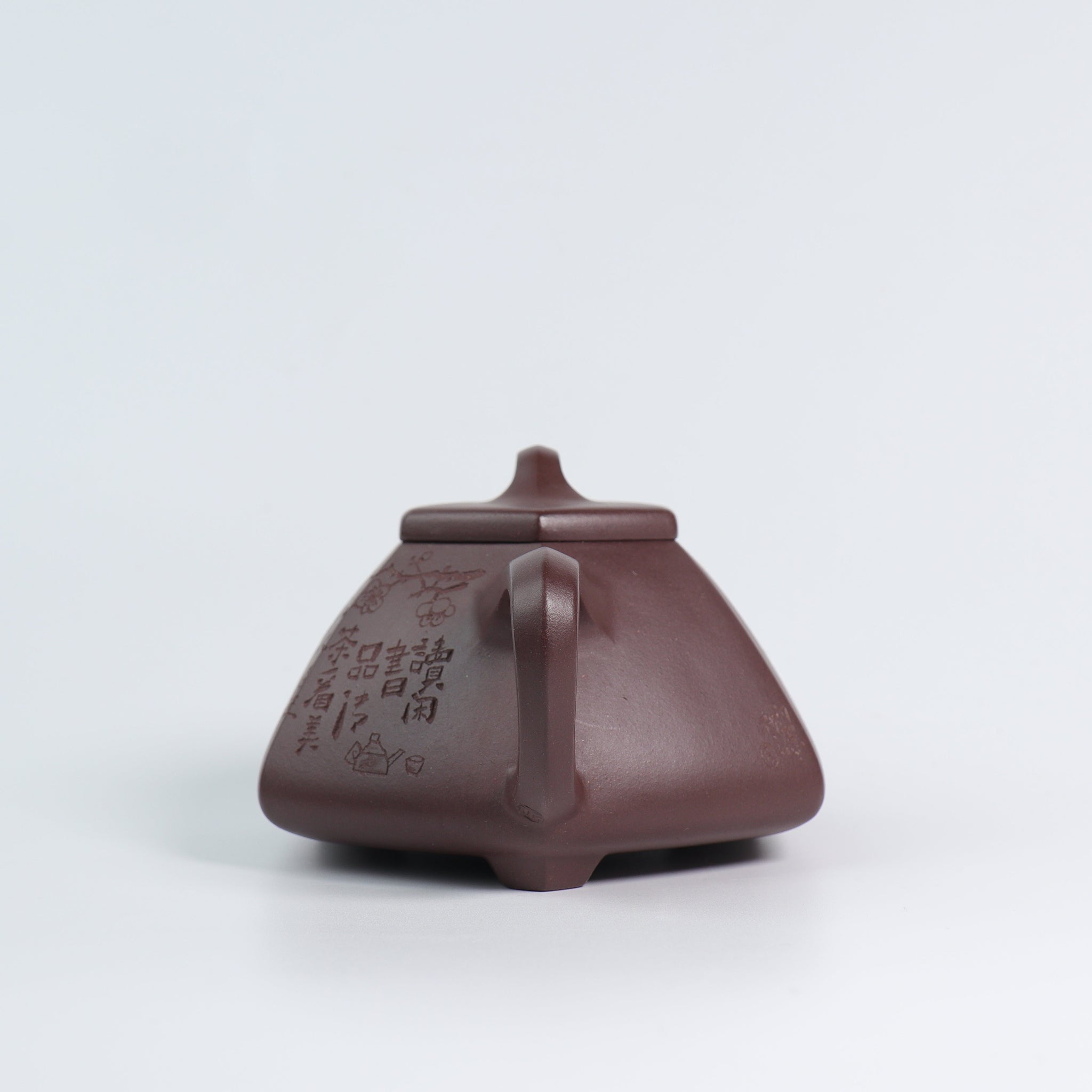 *Autumn reward｜Buy one get three free* [Six Square Stone Scoop] Raw Mineral Purple Clay Carved Purple Clay Teapot 