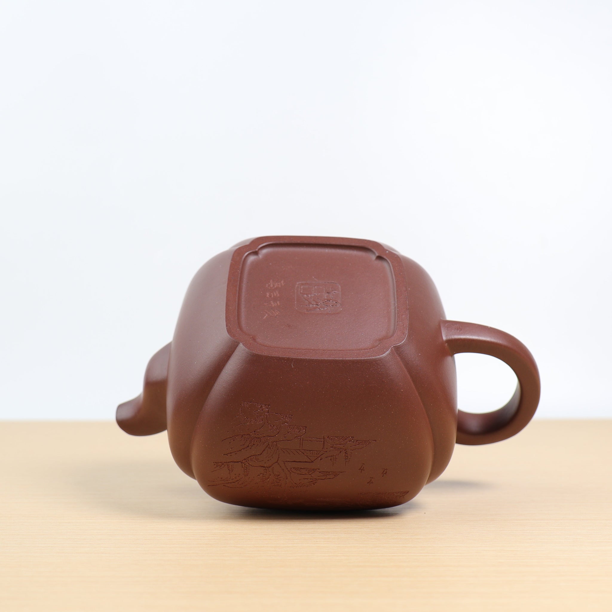 *Autumn Reward｜Buy one and get five free* [Lucky Clouds Sifang] Purple Clay Teapot with Original Mine Bottom Trough and Green Mountains Carvings