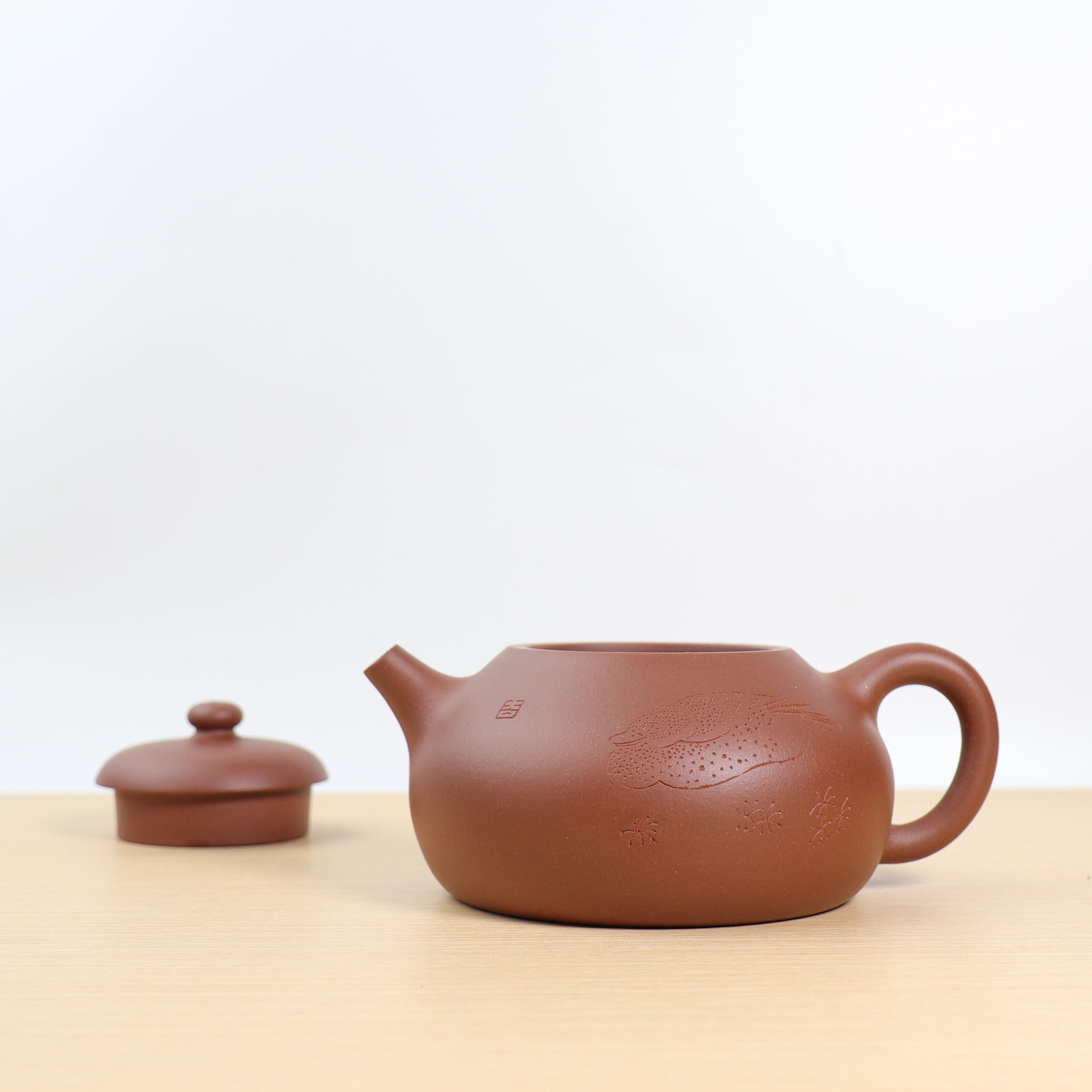 *Autumn Reward｜Buy one get five free* [Hanquan] Fully handmade purple sand teapot carved with red clay