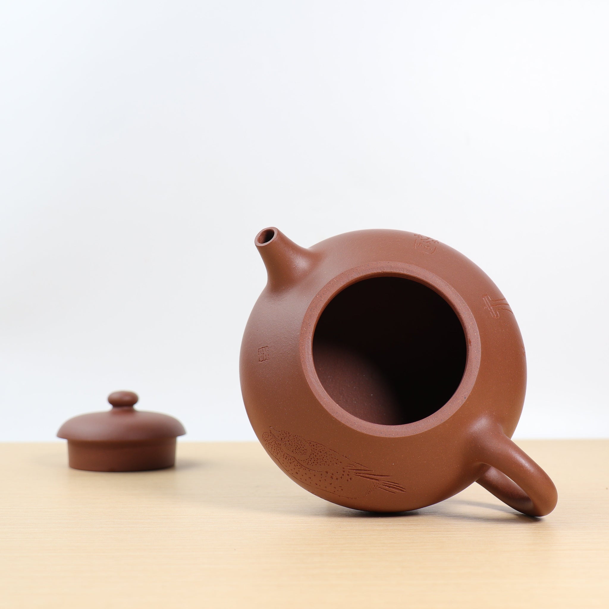 *Autumn Reward｜Buy one get five free* [Hanquan] Fully handmade purple sand teapot carved with red clay