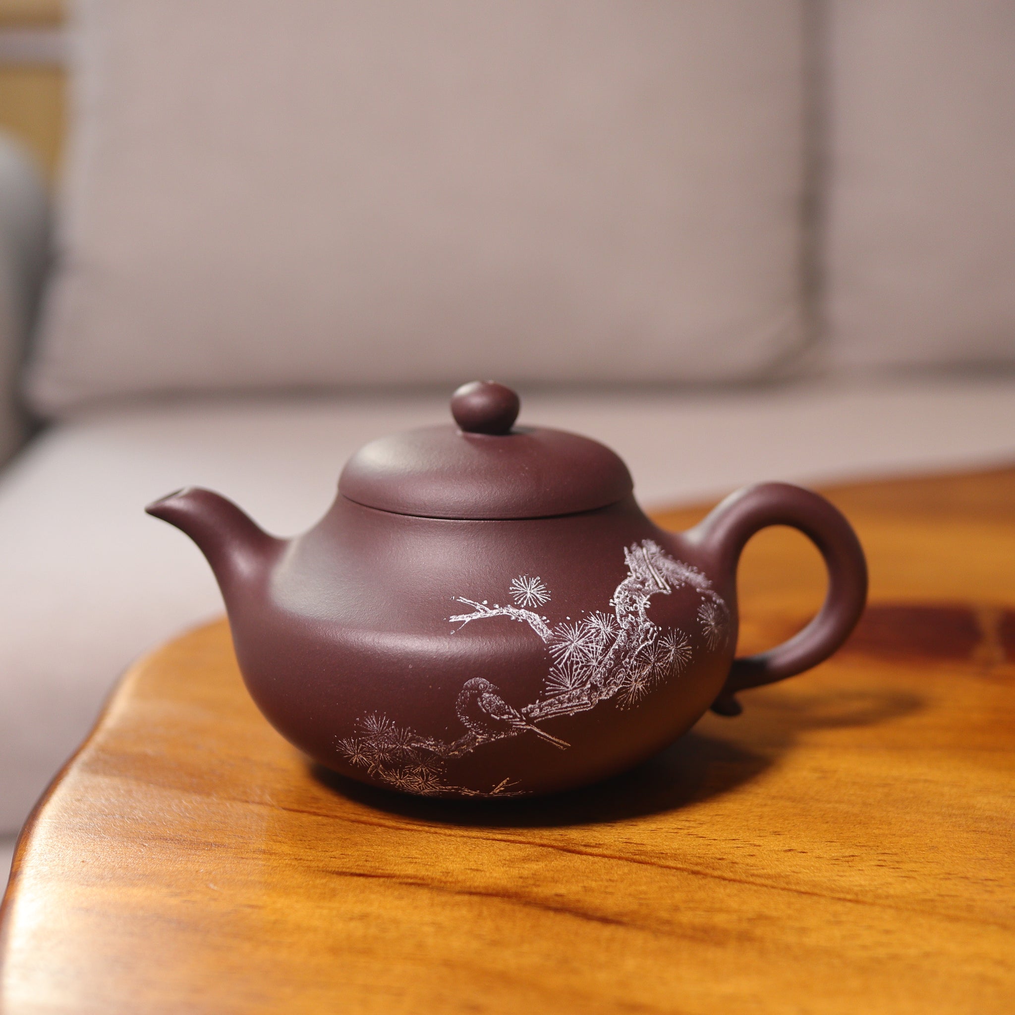 *新品*【合歡】原礦紫泥雕刻字畫紫砂茶壺