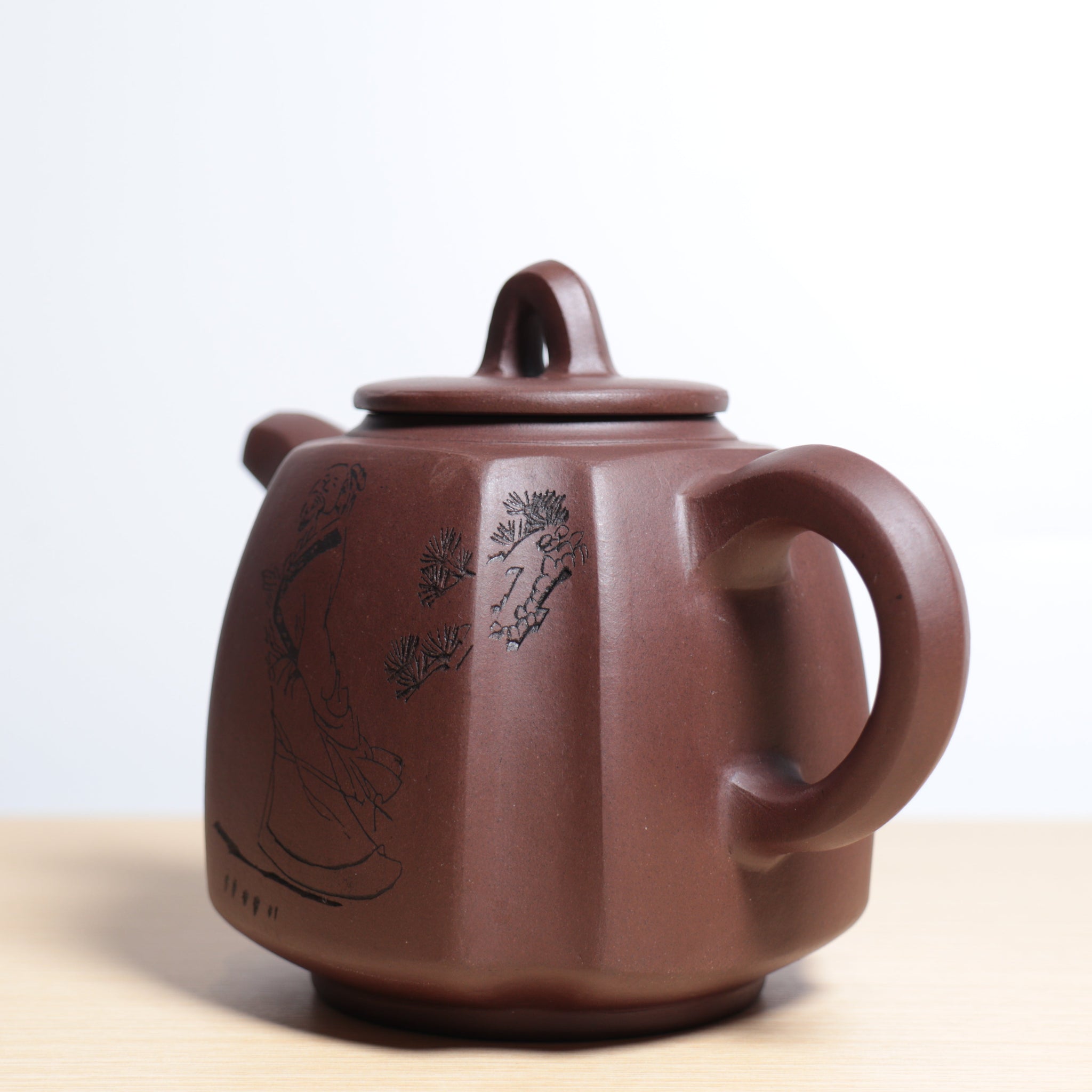 *Autumn Reward｜Buy one, get three free* [Drawing Corners from Four Directions] Purple Clay Carving Calligraphy Purple Clay Teapot