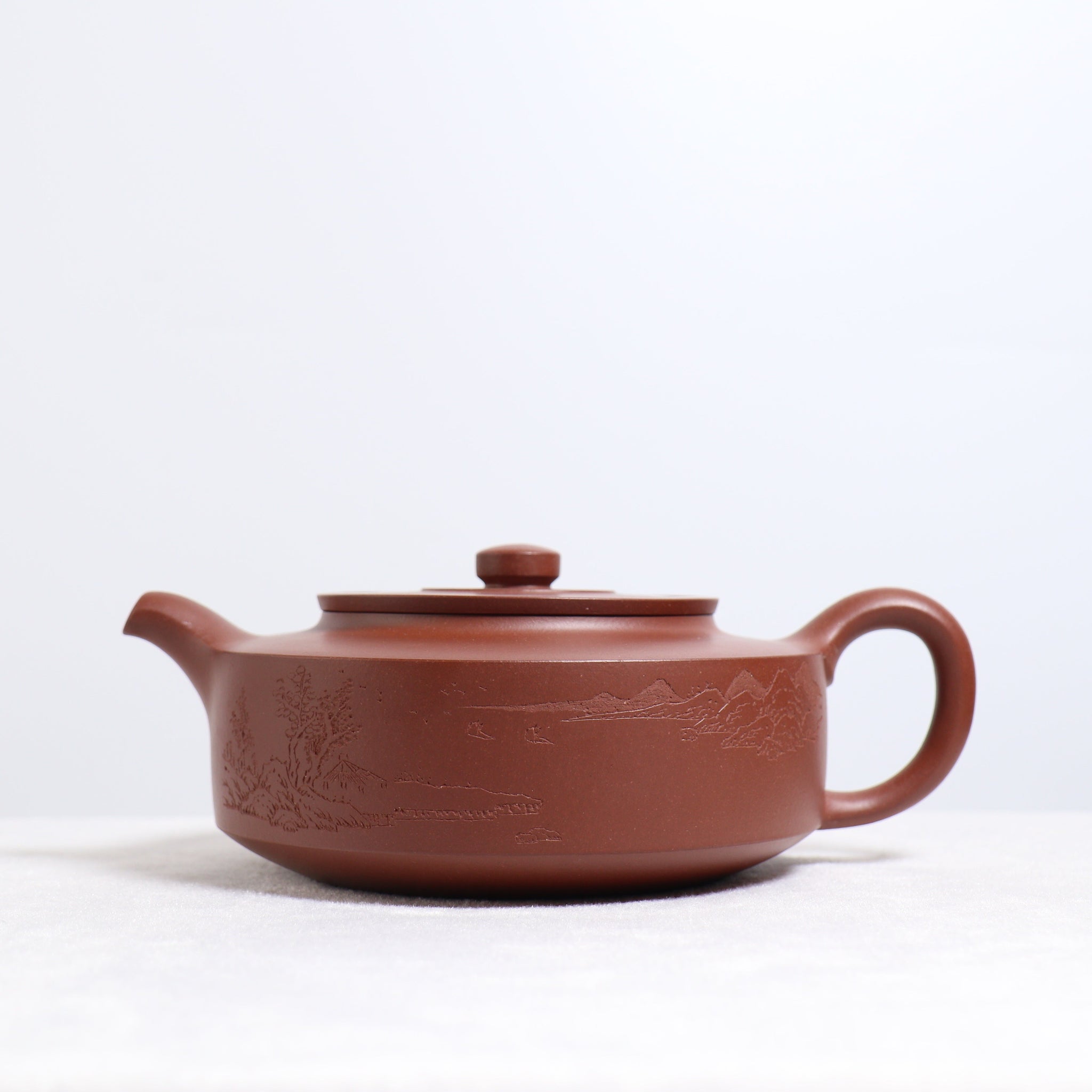 (Sold) *Autumn Reward｜Buy one get three free* [Zhou Pan Teapot] Original ore clear cement carved purple sand teapot