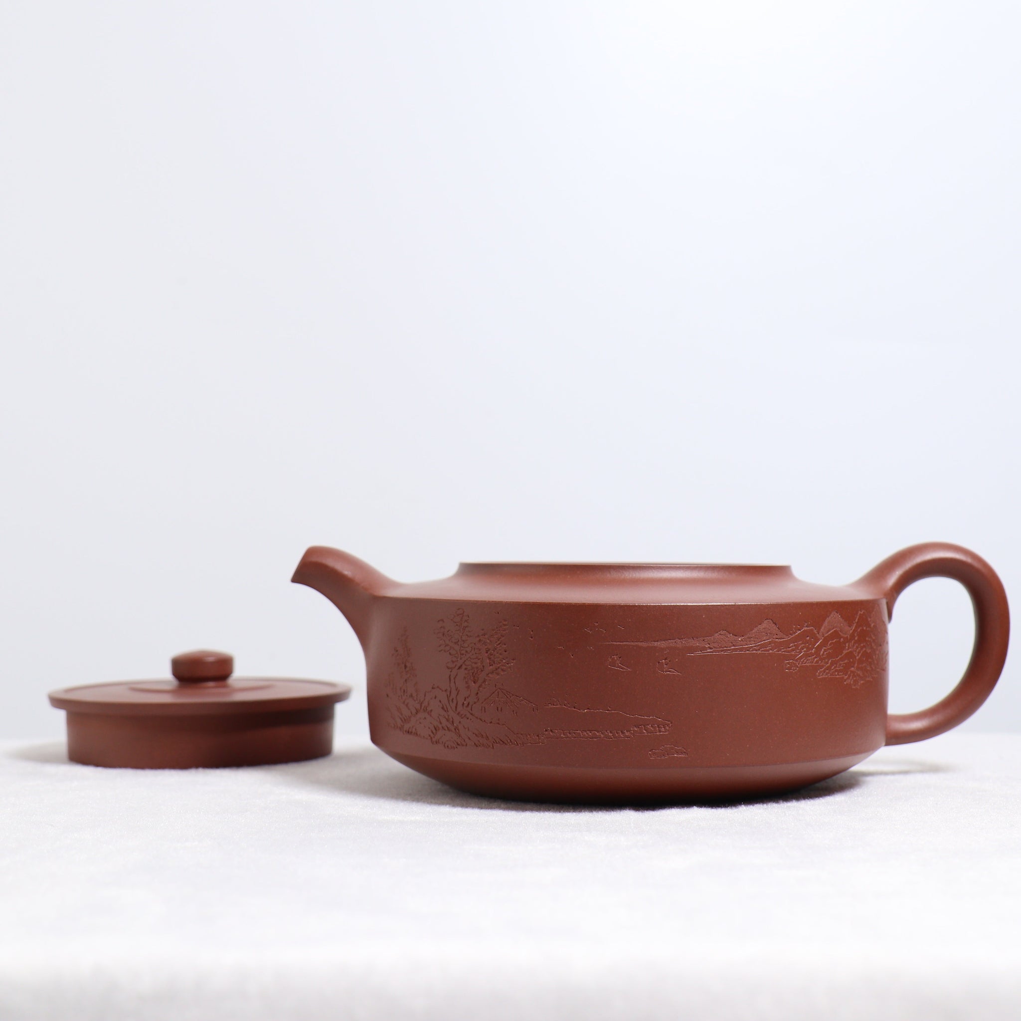 (Sold) *Autumn Reward｜Buy one get three free* [Zhou Pan Teapot] Original ore clear cement carved purple sand teapot