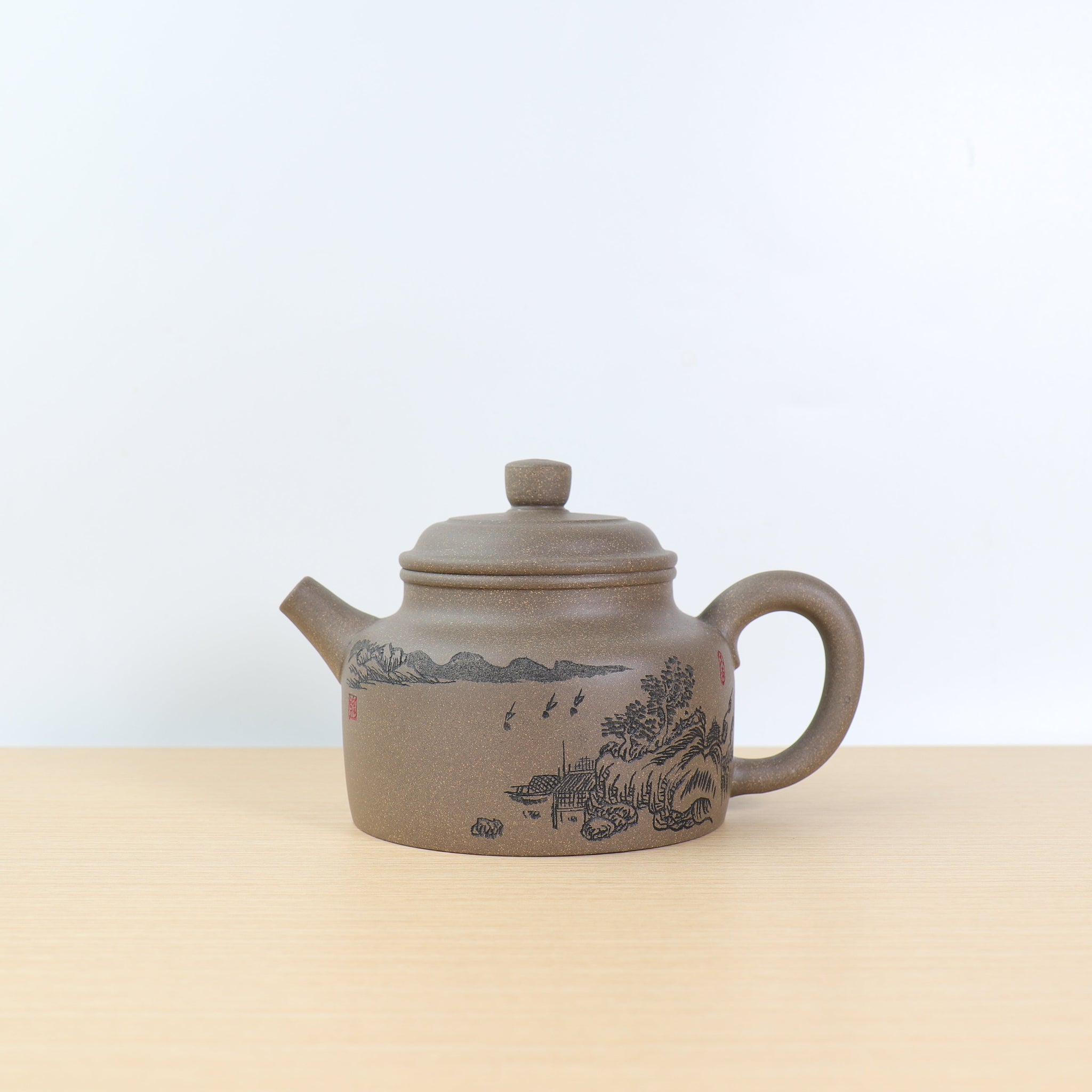 *Autumn Reward｜Buy one, get three free* [De Zhong] Purple clay teapot carved with green and gray sections