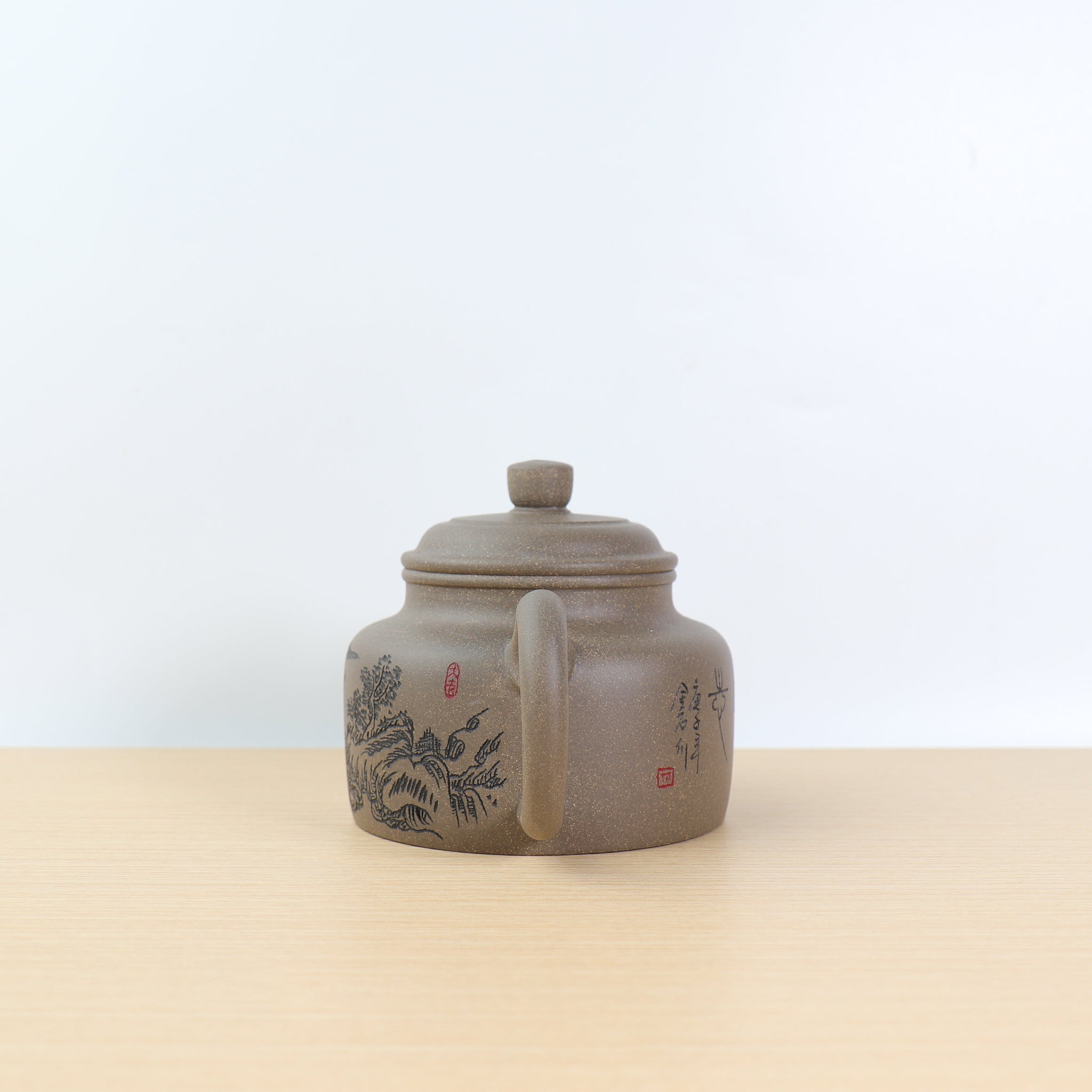 *Autumn Reward｜Buy one, get three free* [De Zhong] Purple clay teapot carved with green and gray sections