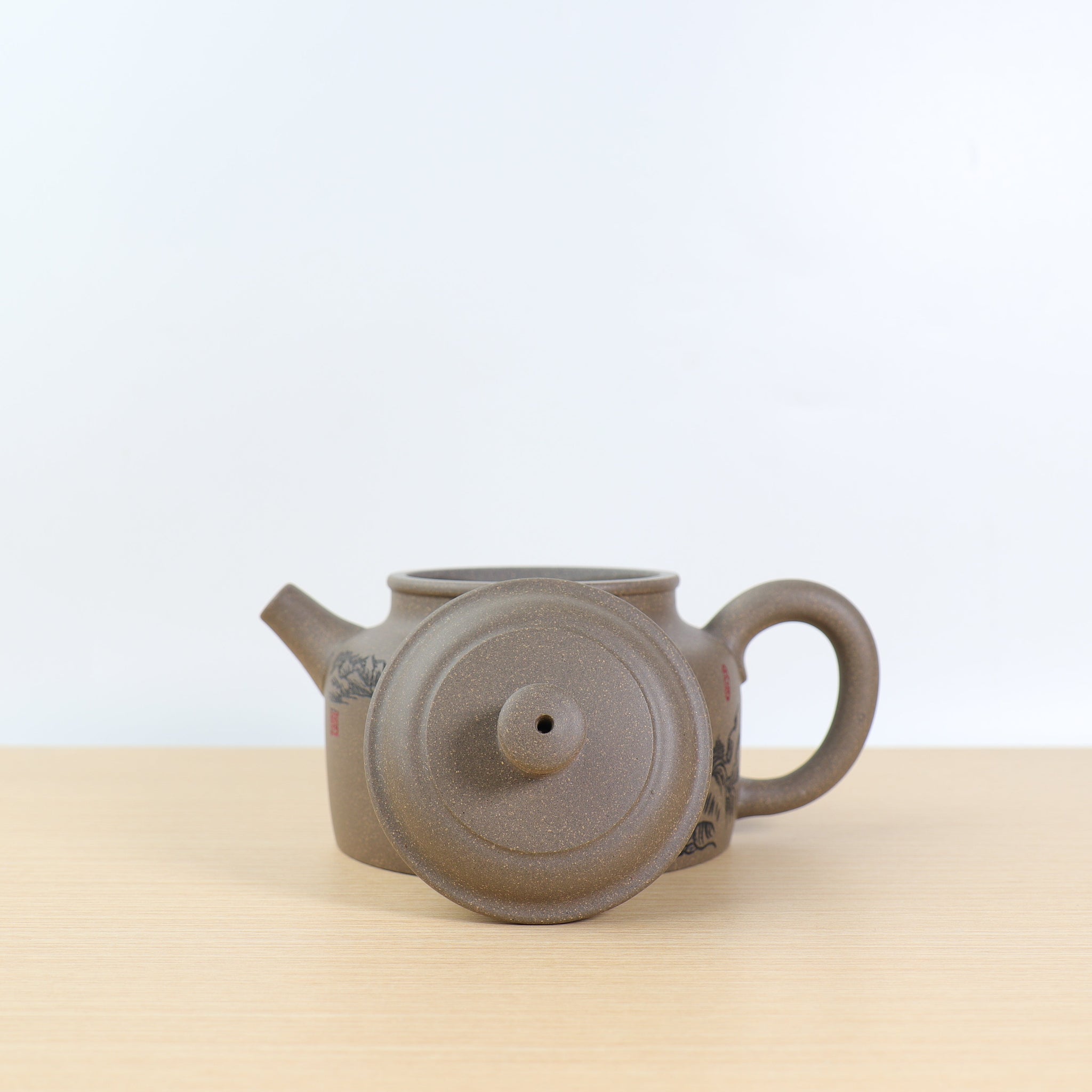 *Autumn Reward｜Buy one, get three free* [De Zhong] Purple clay teapot carved with green and gray sections