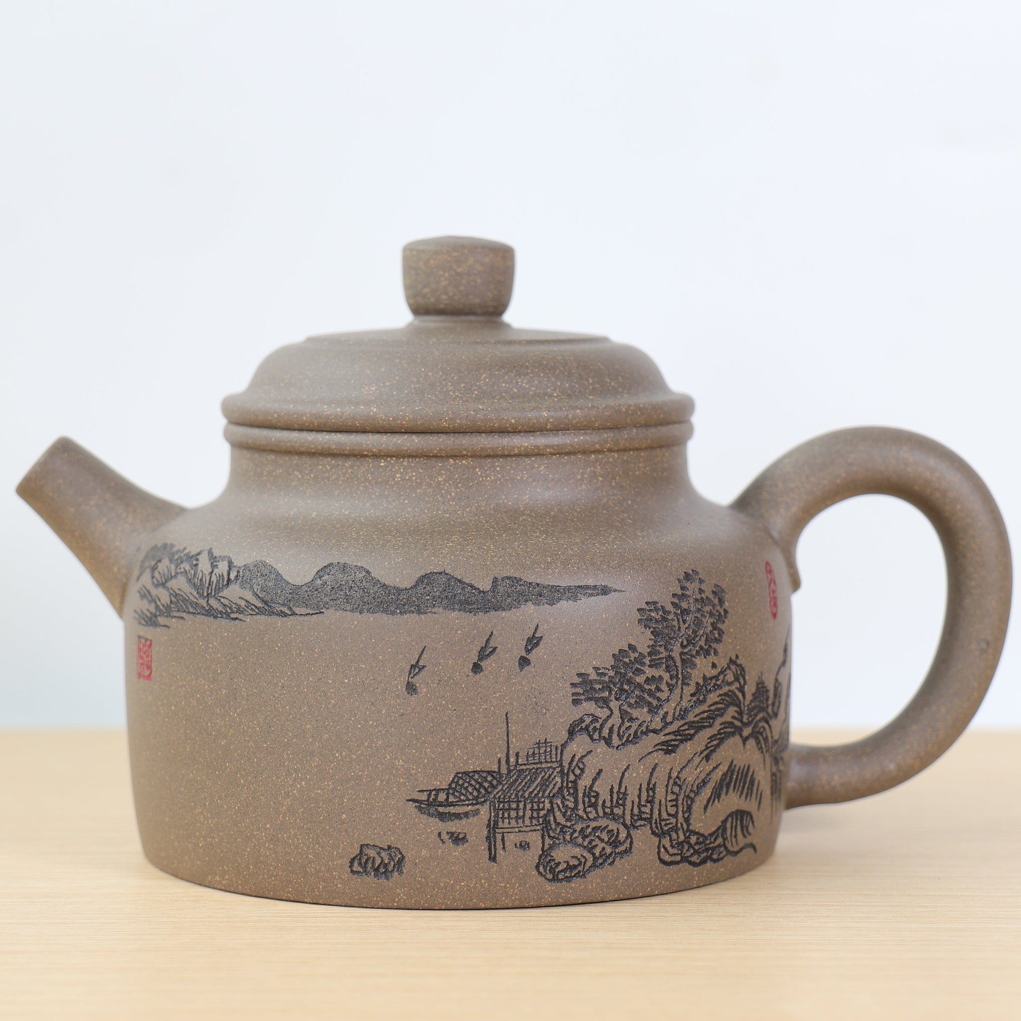 *Autumn Reward｜Buy one, get three free* [De Zhong] Purple clay teapot carved with green and gray sections