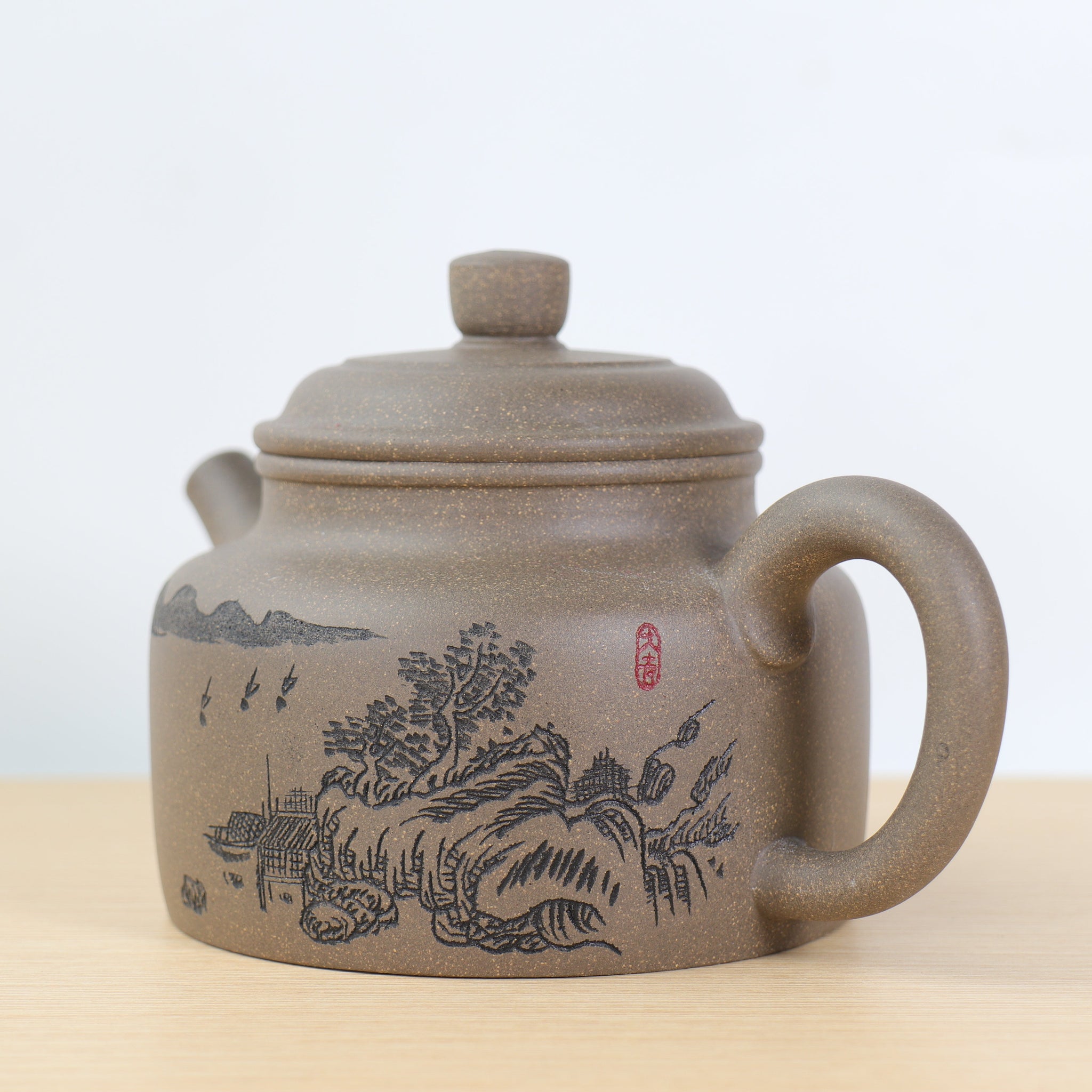 *Autumn Reward｜Buy one, get three free* [De Zhong] Purple clay teapot carved with green and gray sections