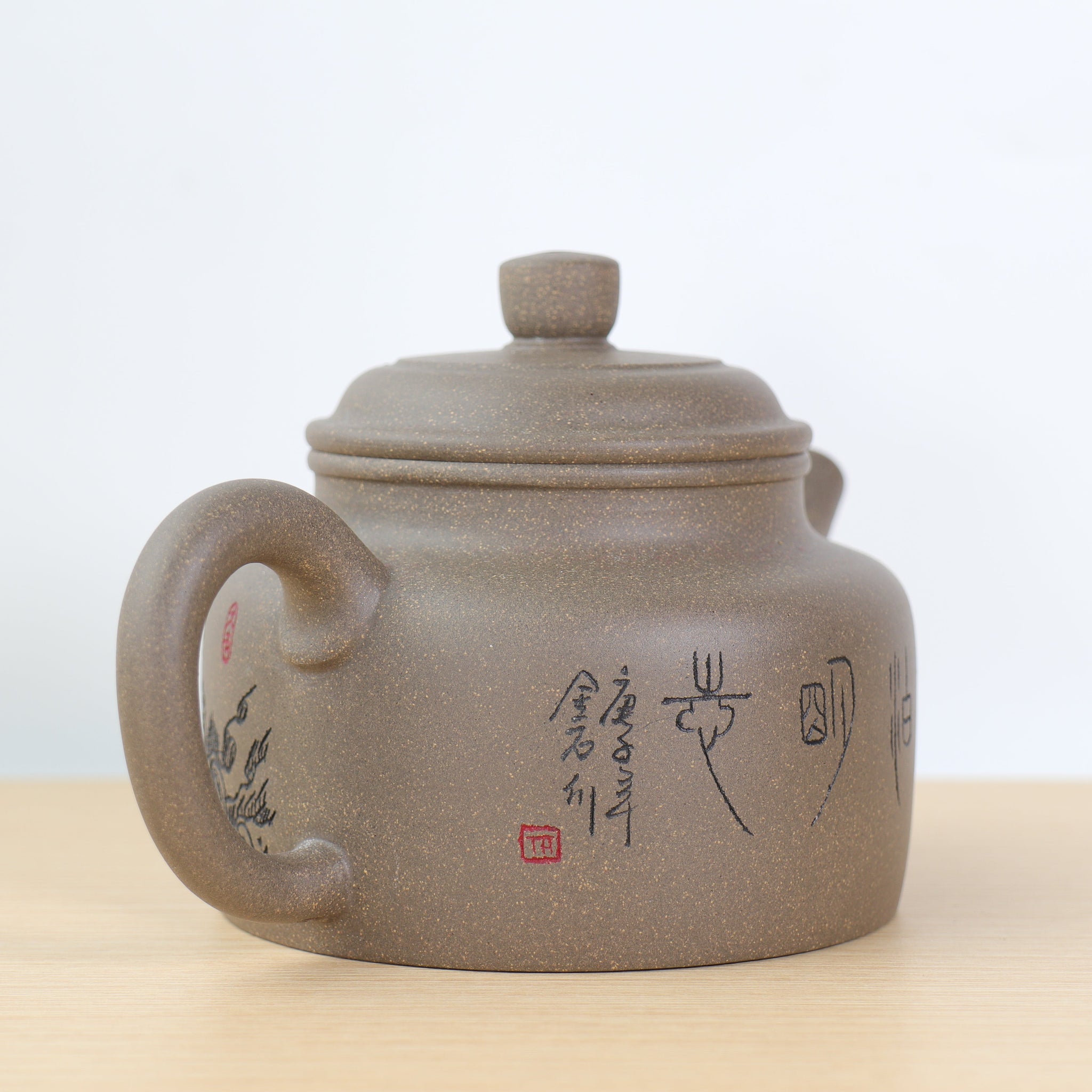 *Autumn Reward｜Buy one, get three free* [De Zhong] Purple clay teapot carved with green and gray sections