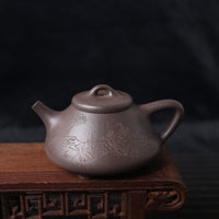 *New Product* [Ziye Stone Scoop] Raw Mineral Azure Clay Engraving and Painting Purple Clay Teapot