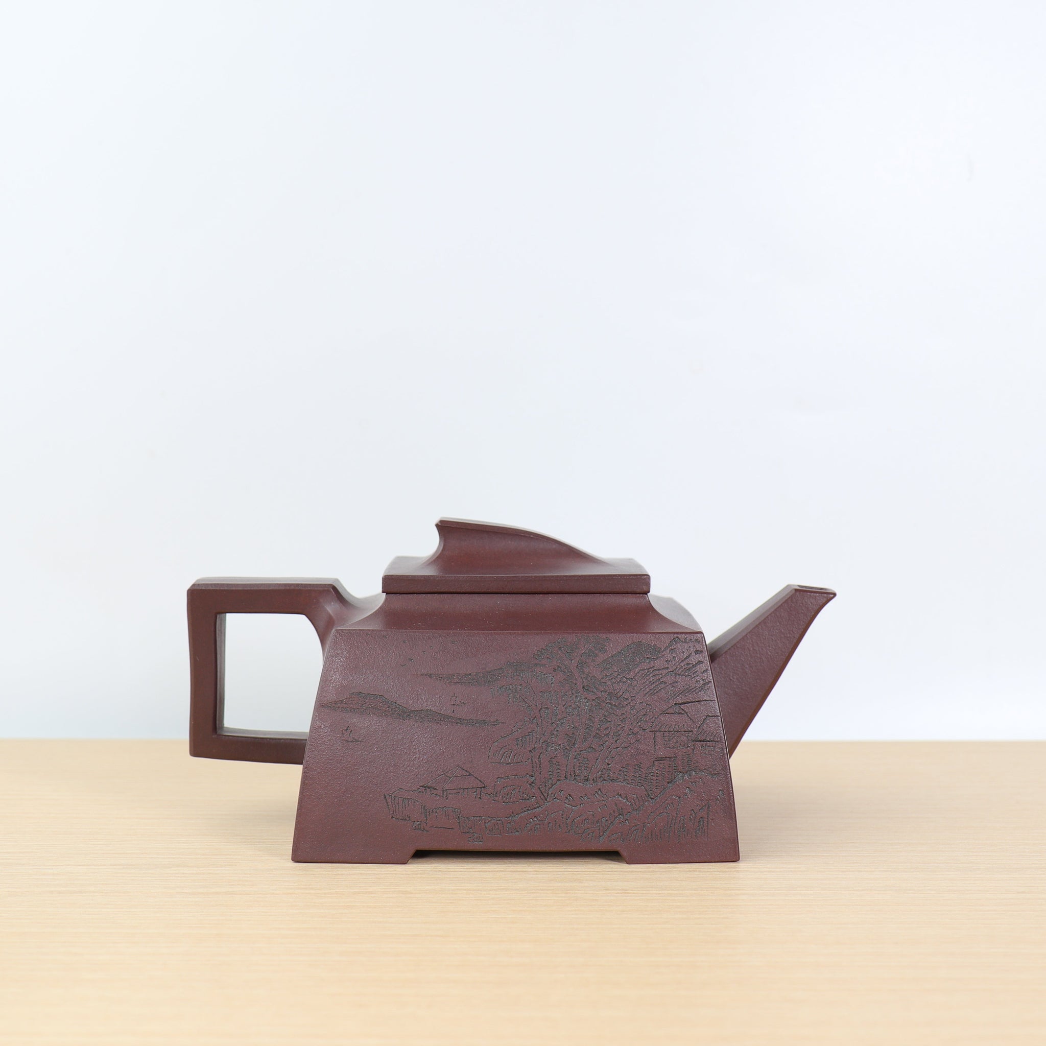 *Autumn Reward｜Buy one get five free* [Smooth sailing] Fully handmade raw ore bottom trough green calligraphy carved purple clay teapot