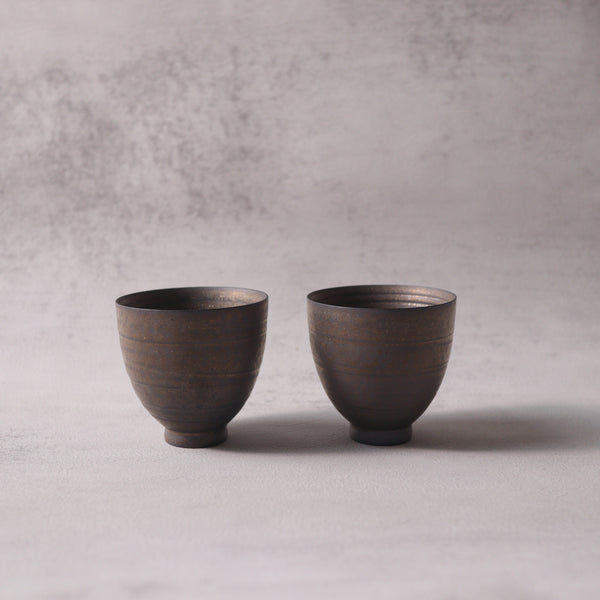 （已售出）*新品*【景德鎮金屬鎏金古銅釉窯變】高足陶瓷對杯