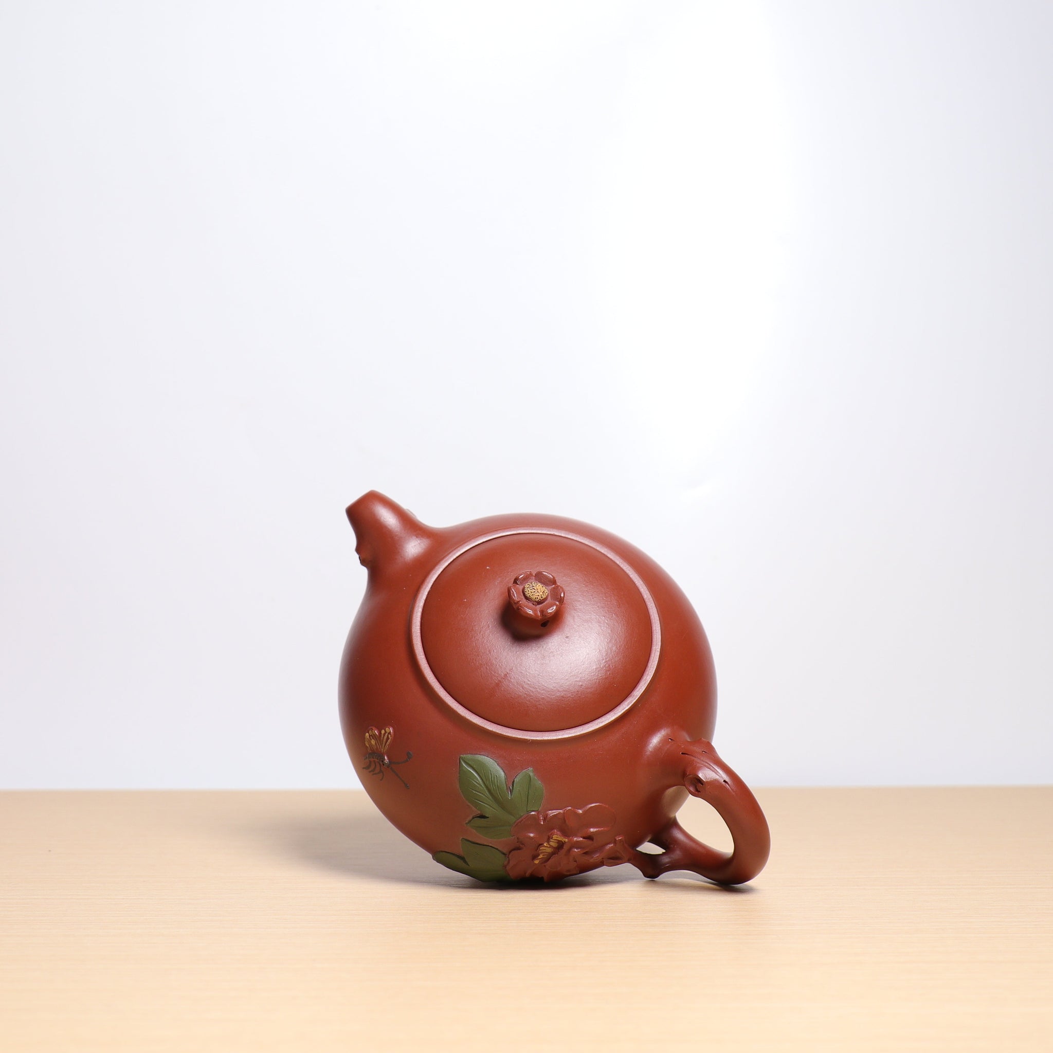 *Autumn Shopping｜Buy one get three free* [Butterfly Love Flower] Zhuni Dahongpao Green Leaf Decal Purple Clay Teapot