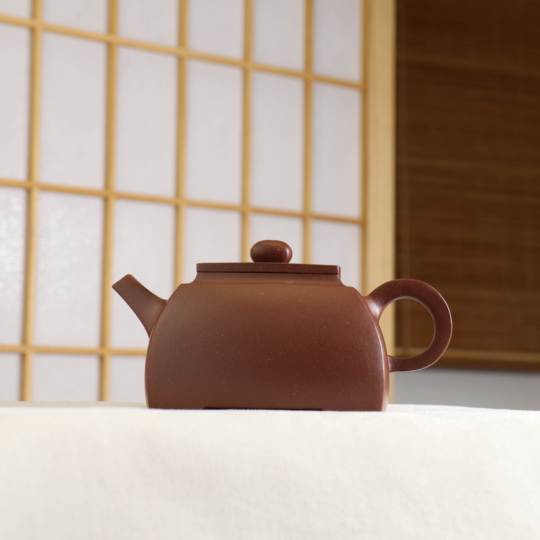 [Long square pot] Original ore bottom trough green simple purple sand teapot