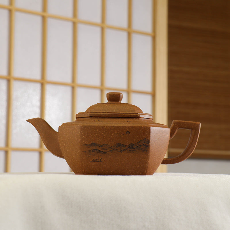 *夏日優惠*【境由心生】全手工蟹黃段泥刻畫紫砂茶壺