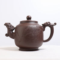 [Long Zun] Purple clay teapot carved from raw ore old purple clay