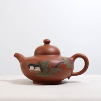 [Huaying] Downslope clay painted garden scenery purple sand teapot