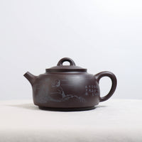 [Purple Rhythm] Purple Clay Teapot Carved from Raw Mineral Purple Clay