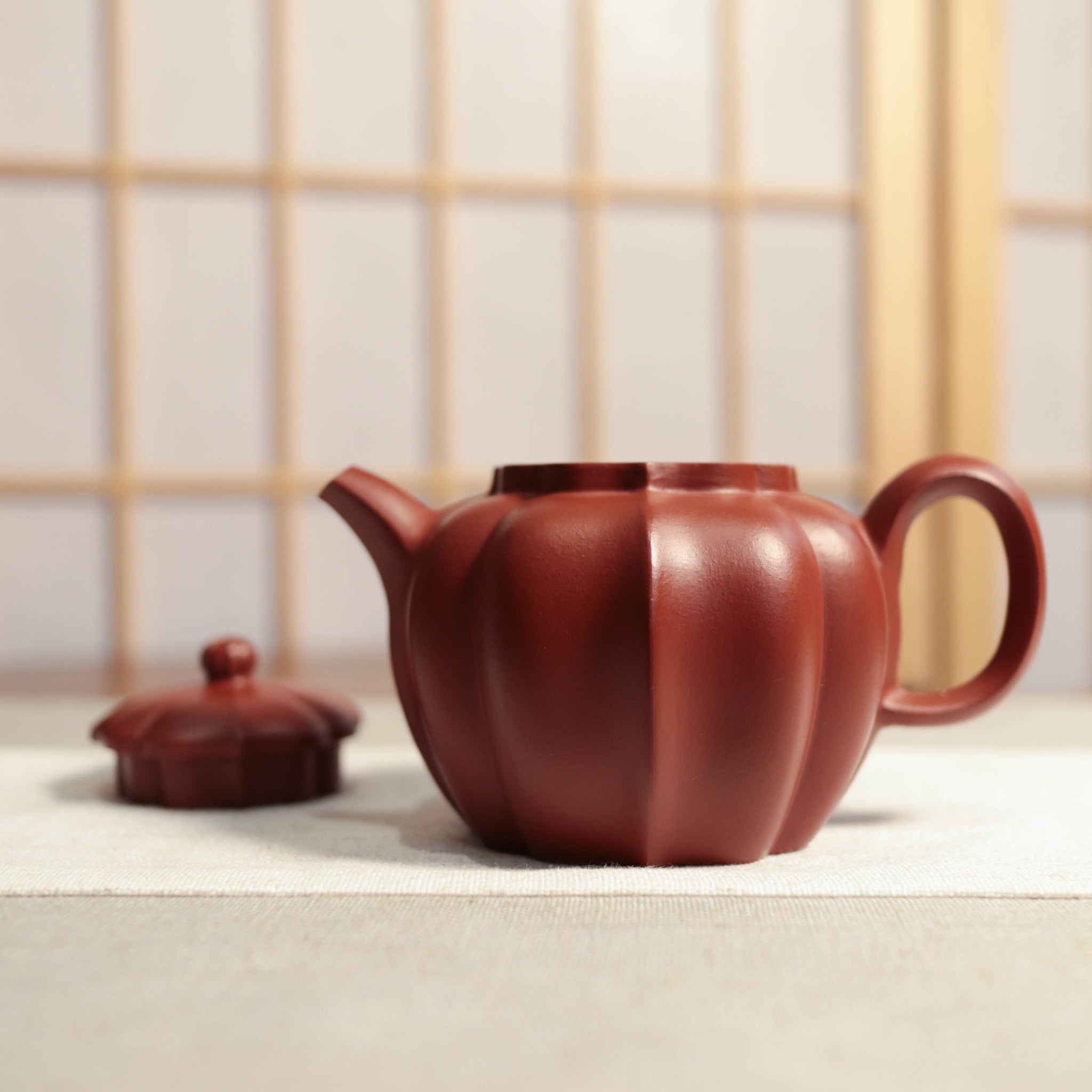 【高風卷葵】大紅袍筋紋紫砂茶壺