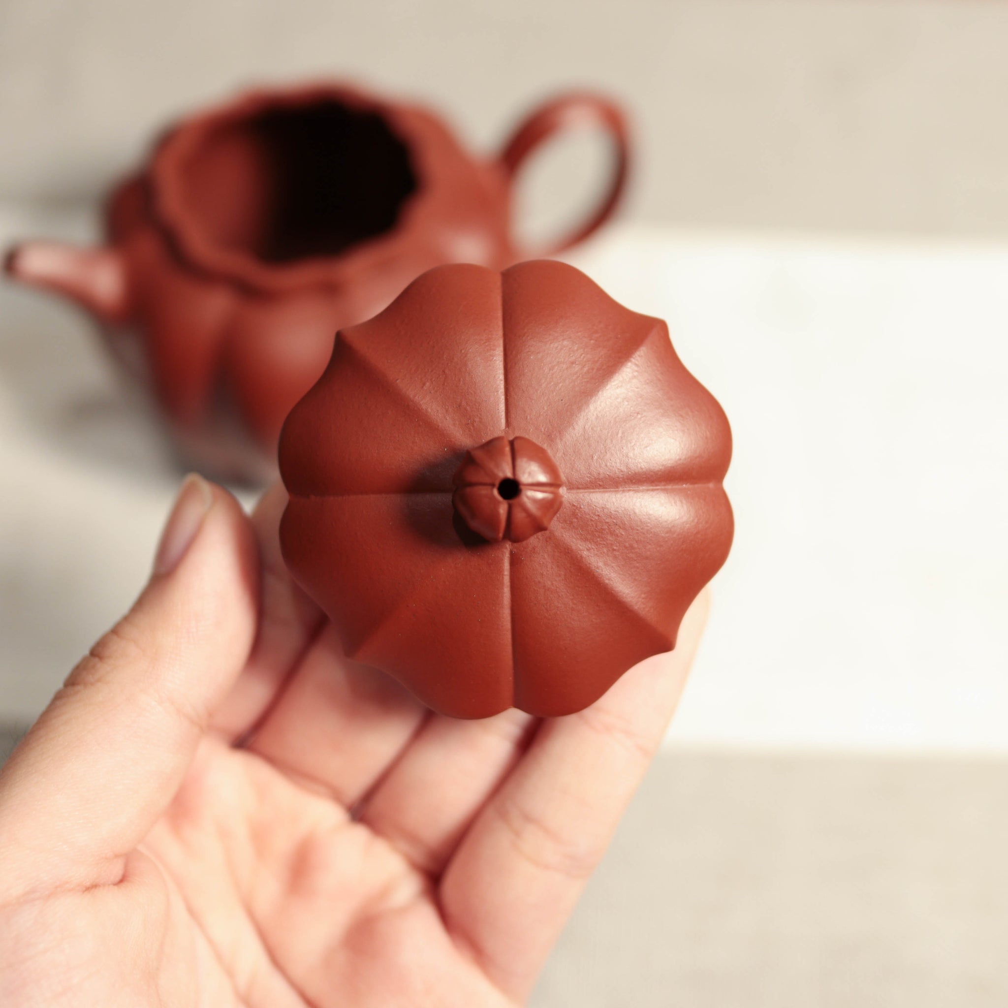 【高風卷葵】大紅袍筋紋紫砂茶壺