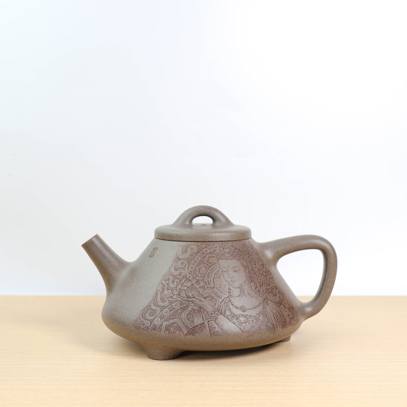 【Ziye Stone Scoop】Original Crab Shell Green Section Clay Carved Purple Clay Teapot