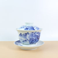 [Xishan Qingyuan] Jingdezhen hand-painted blue and white landscape bowl