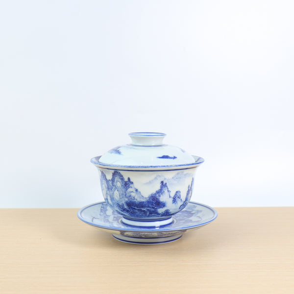 （已售出）【漁意山水亭】景德鎮青花山水蓋碗