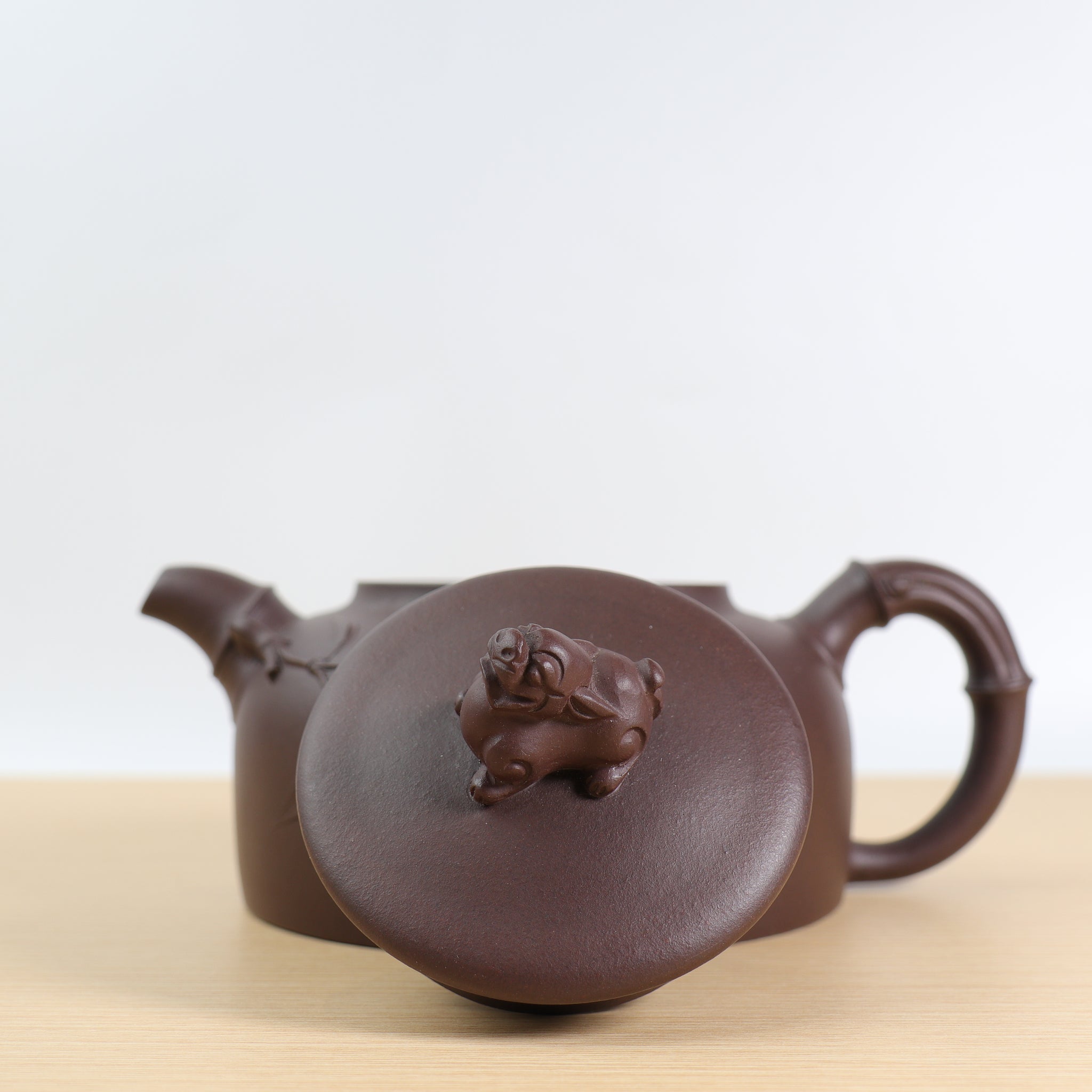 [Large Exquisite Bamboo Rhyme Pot] Original Mine Old Purple Clay Teapot with Bamboo Style and Purple Clay Teapot