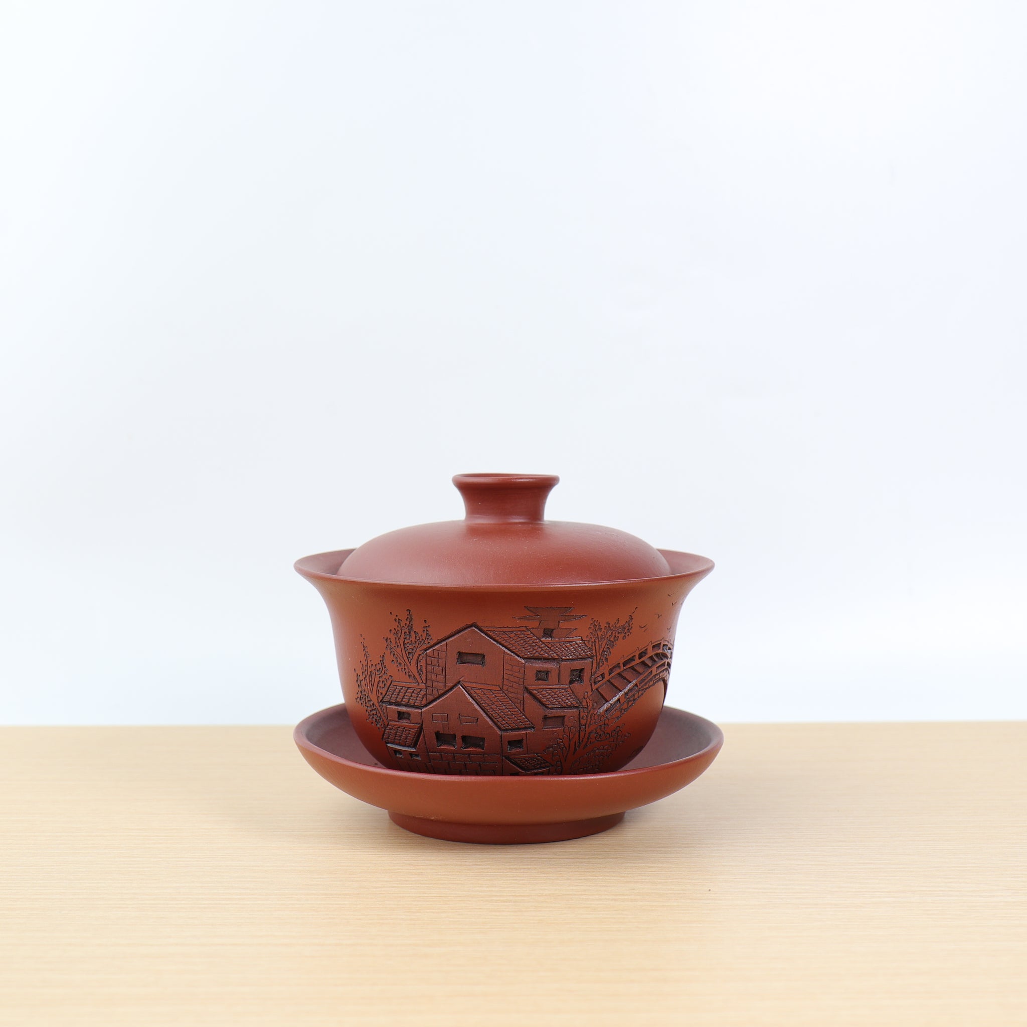 【江南風建築】朱泥紫砂蓋碗
