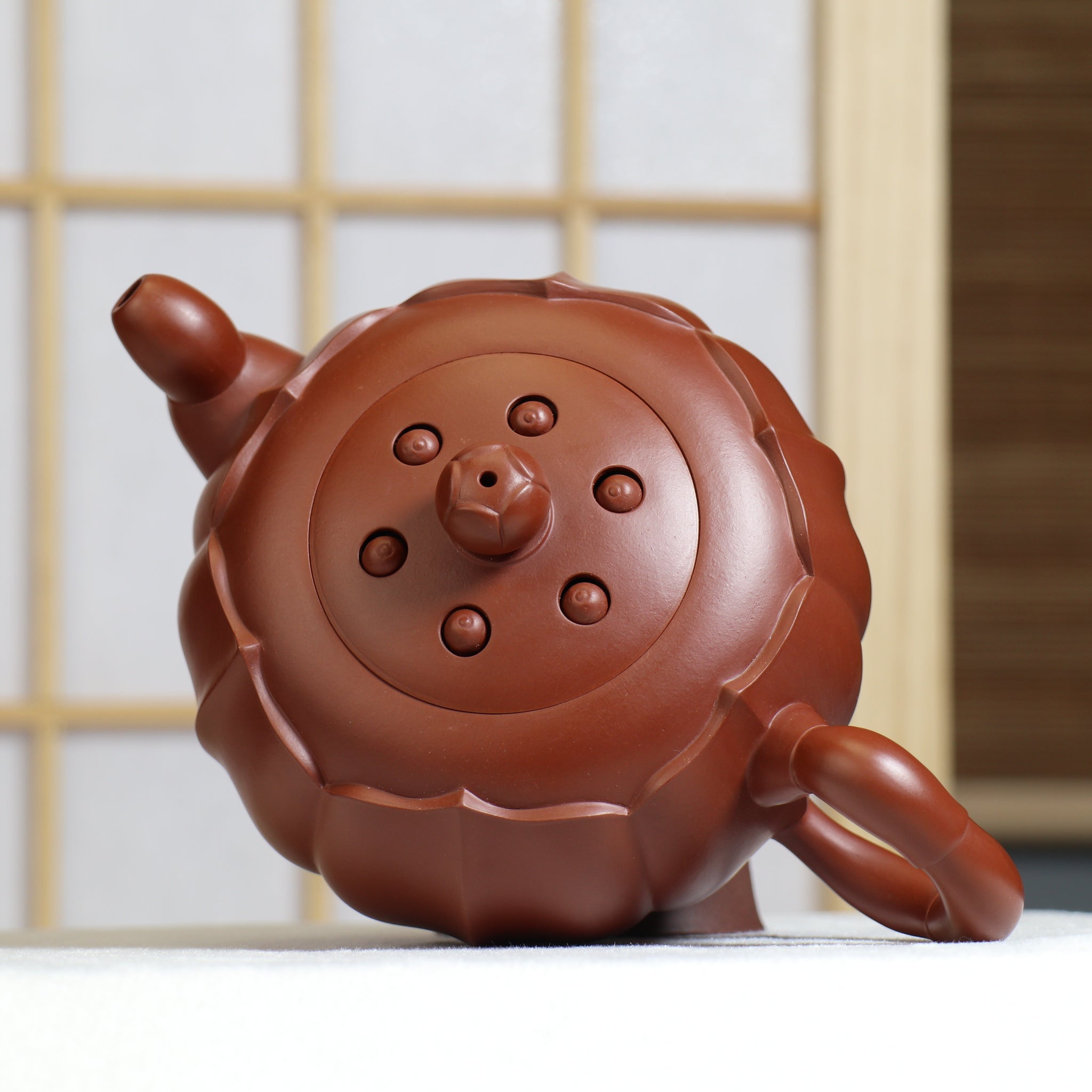 [Lotus Heart Pot] Fully handmade raw mineral vermilion clay simple purple sand teapot