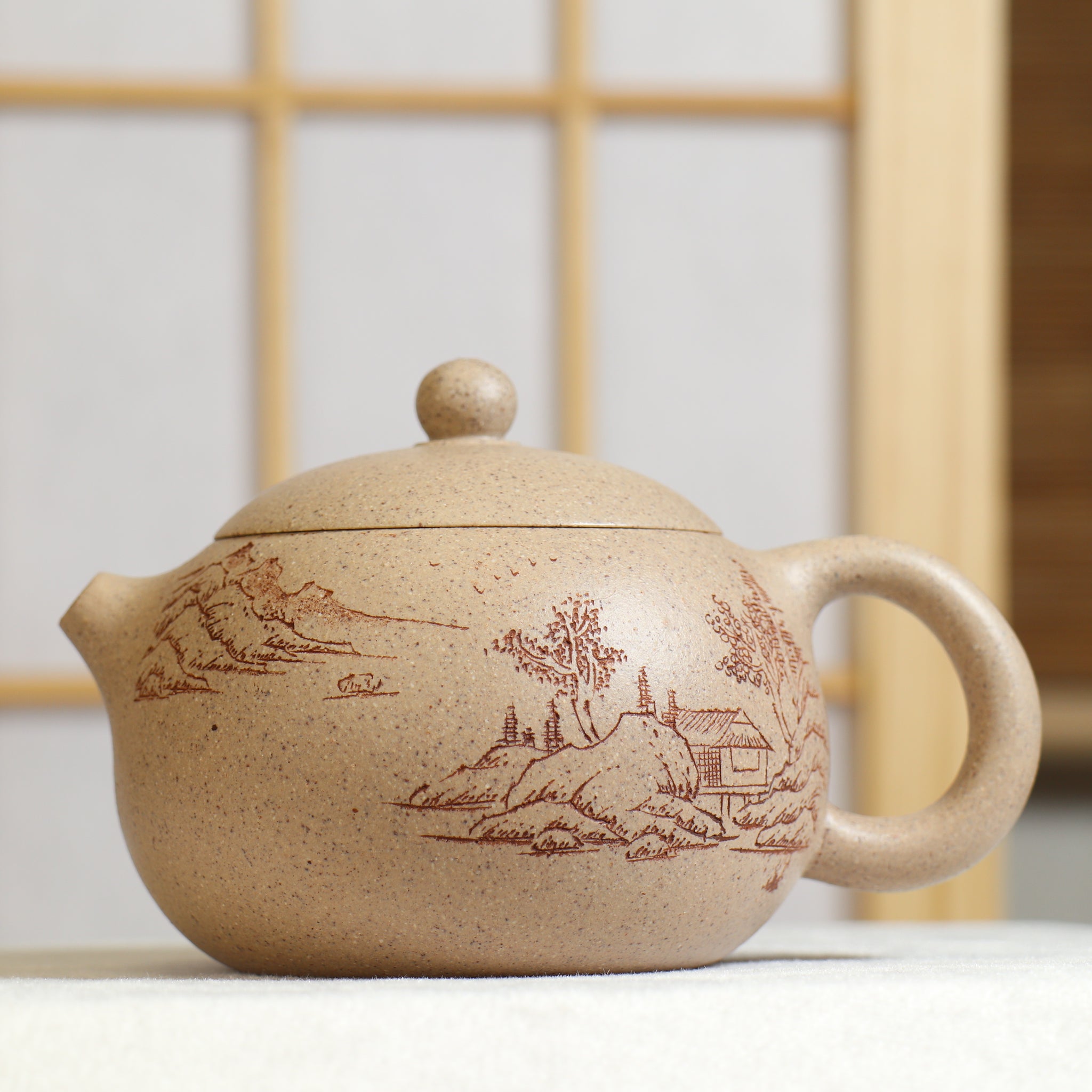 【西施】段泥刻畫紫砂茶壺