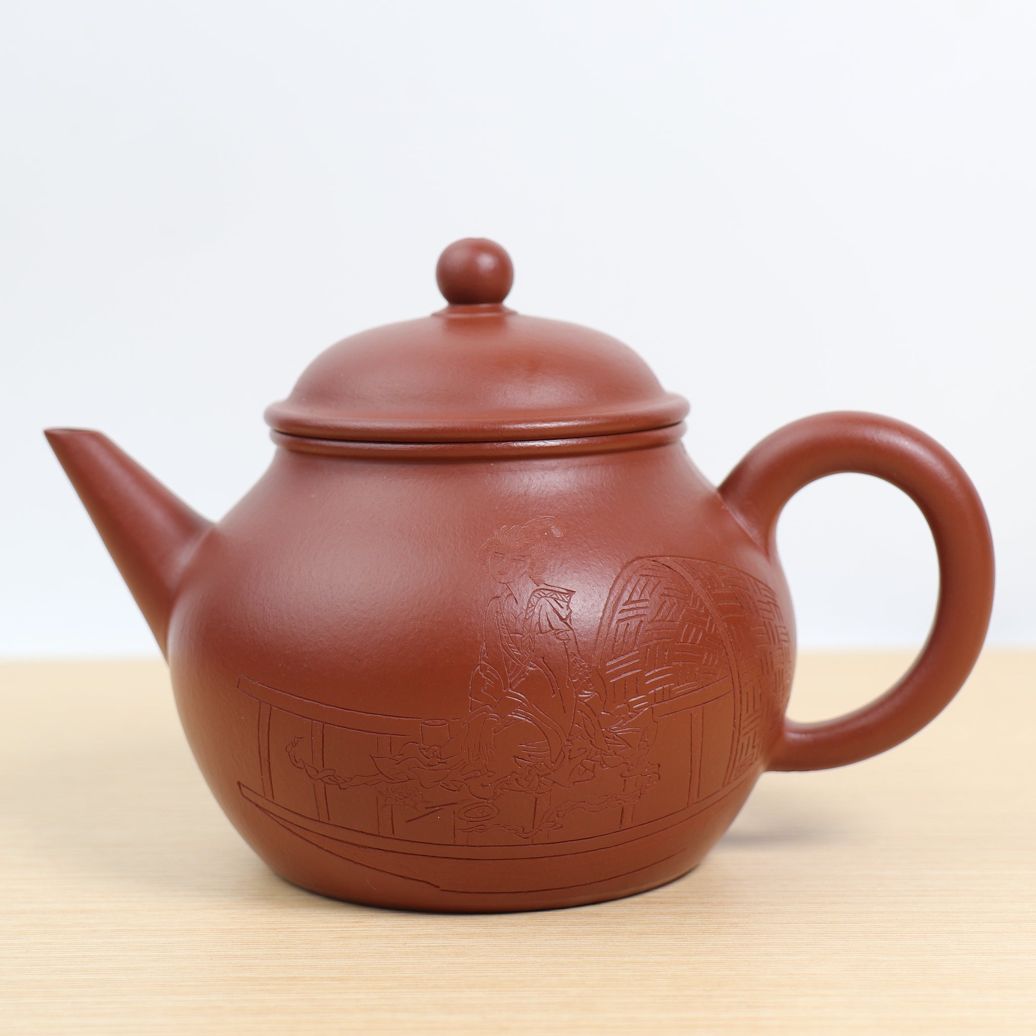 【高水平】全手工朱泥大紅袍刻繪紫砂茶壺