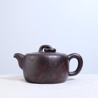 【Pearlful and Yurun】Purple clay teapot carved with original mineral purple clay