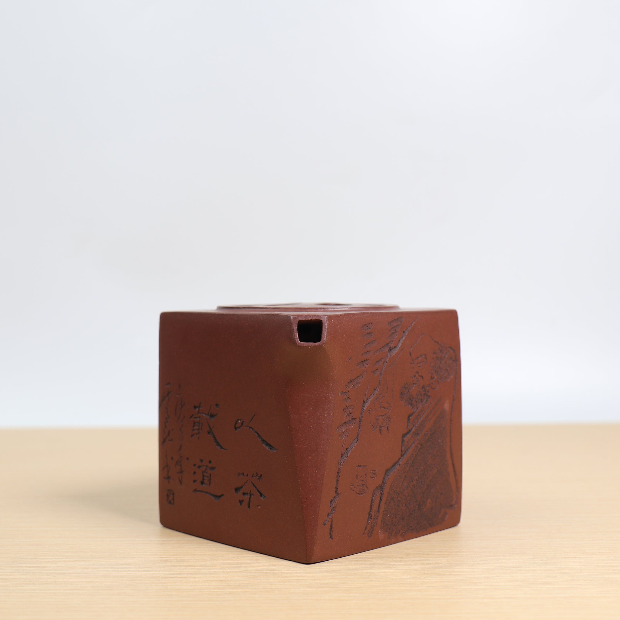 (Sold) [Sifang Niu Lid] Fully handmade original ore purple clay carving calligraphy purple sand teapot