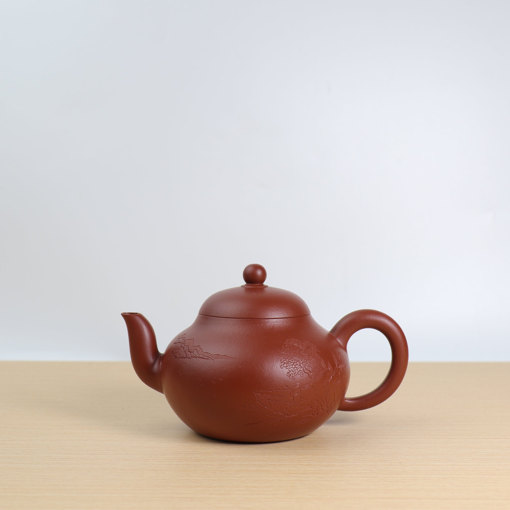 【梨形】全手工大紅袍刻畫紫砂茶壺