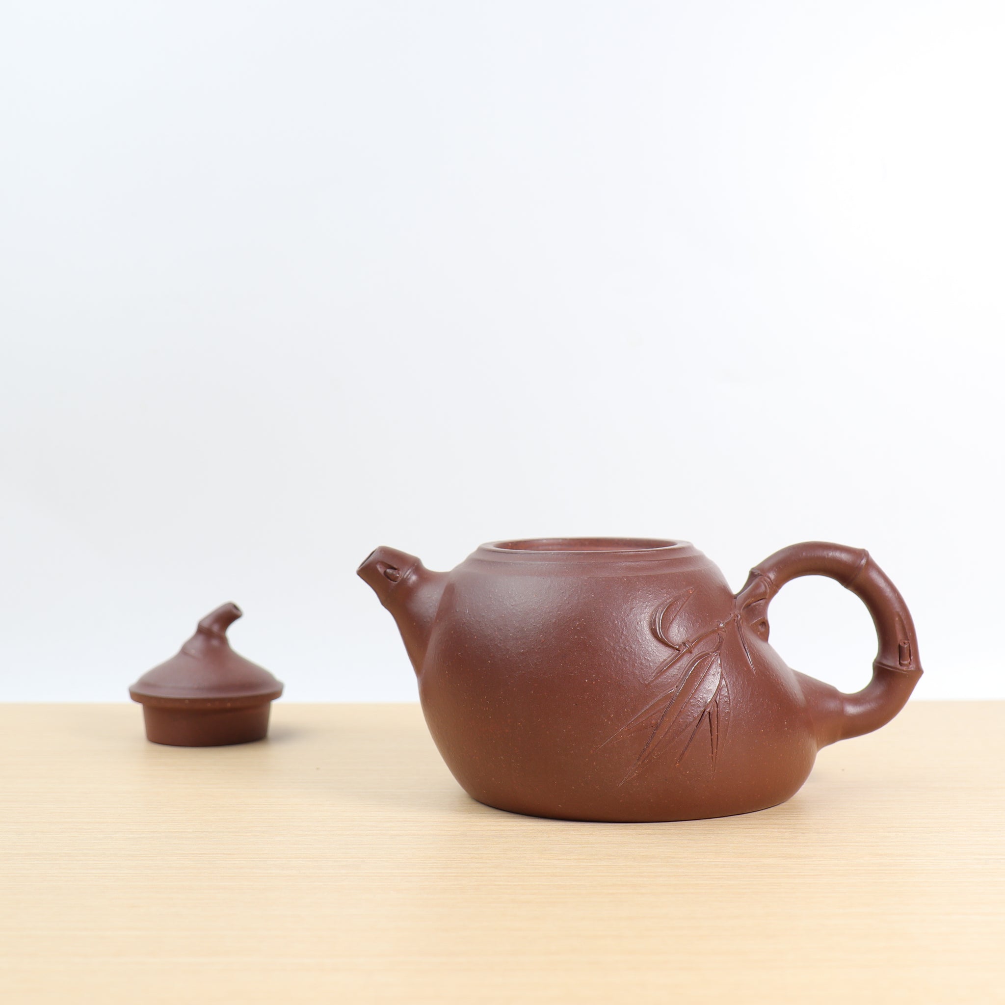 [Jin Bamboo Pot] Fully handmade raw ore bottom trough blue carved purple clay teapot