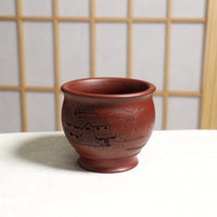 【江南風建築物】雕刻紫泥紫砂主人杯