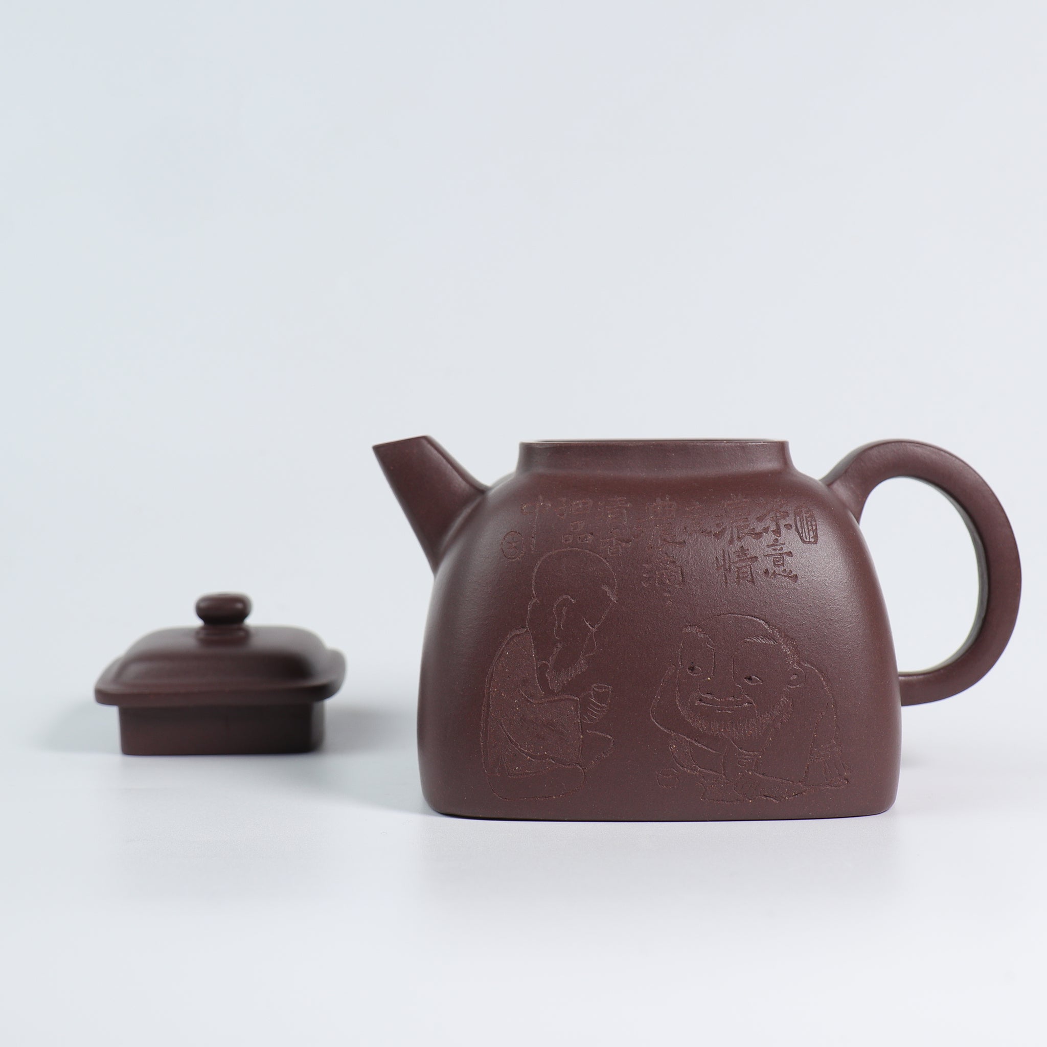 (Sold) [Sifang Pot] Original ore purple clay carved purple sand teapot 