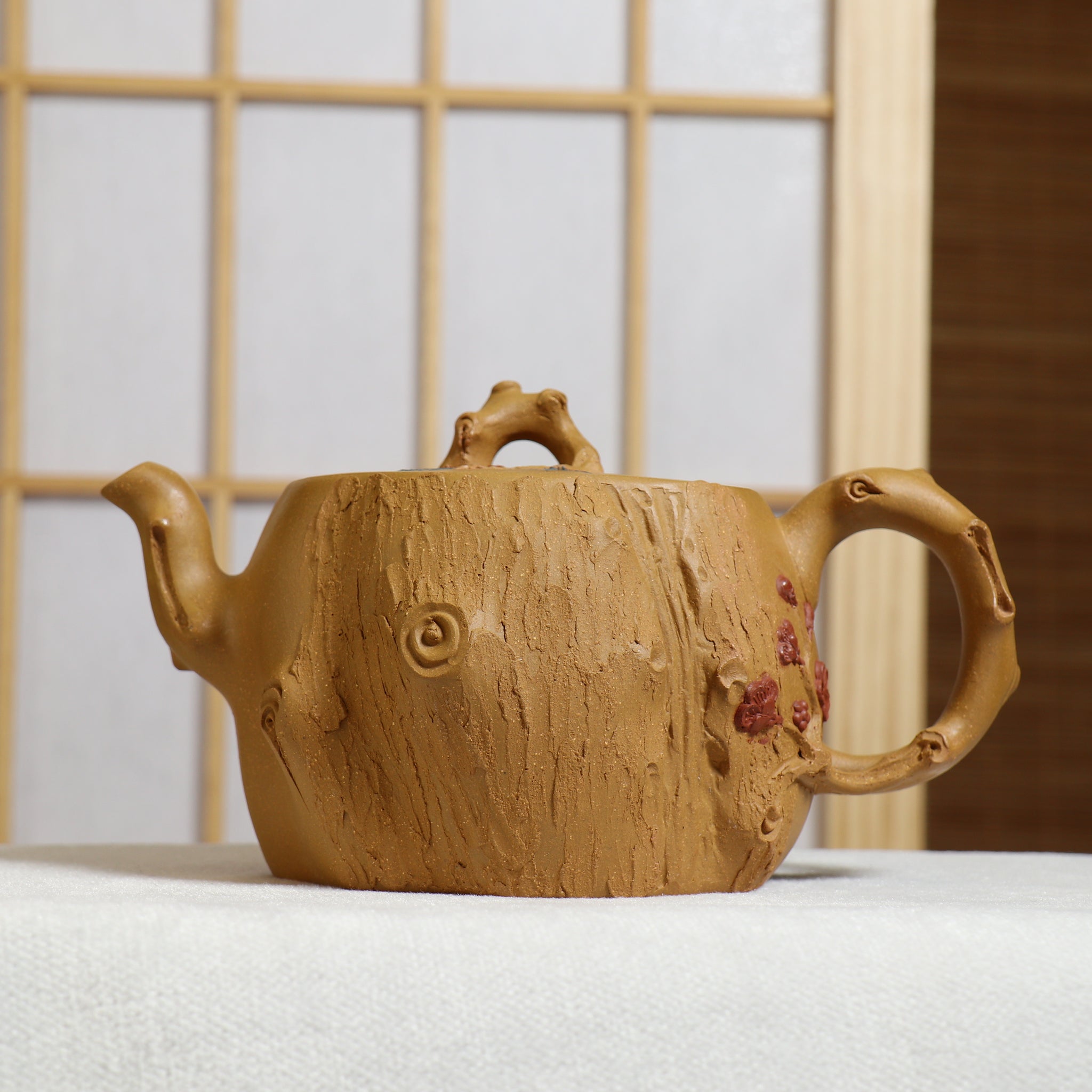 (Sold) [Meizhuang] Fully handmade raw ore yellow clay decal purple clay teapot