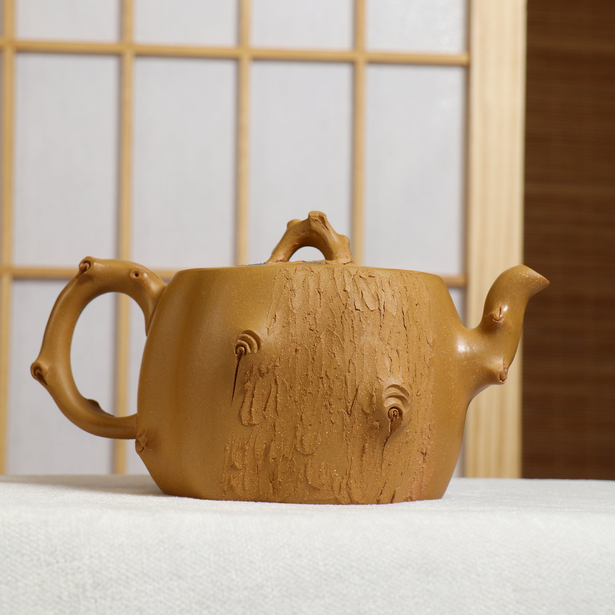 (Sold) [Meizhuang] Fully handmade raw ore yellow clay decal purple clay teapot