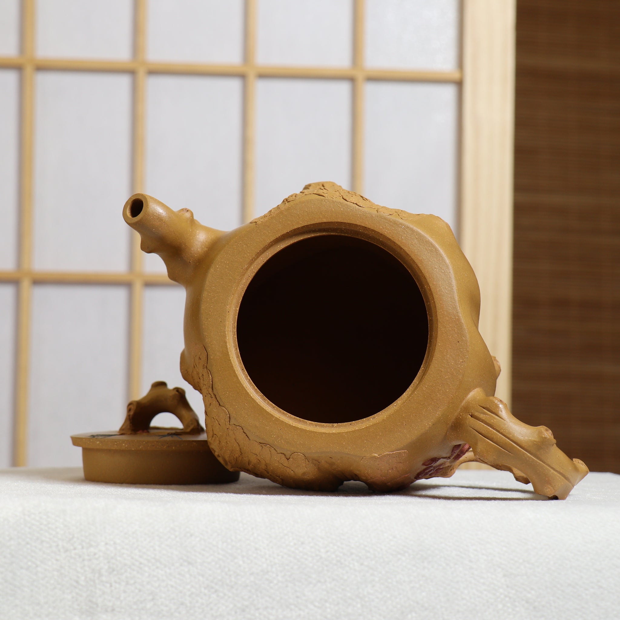 (Sold) [Meizhuang] Fully handmade raw ore yellow clay decal purple clay teapot